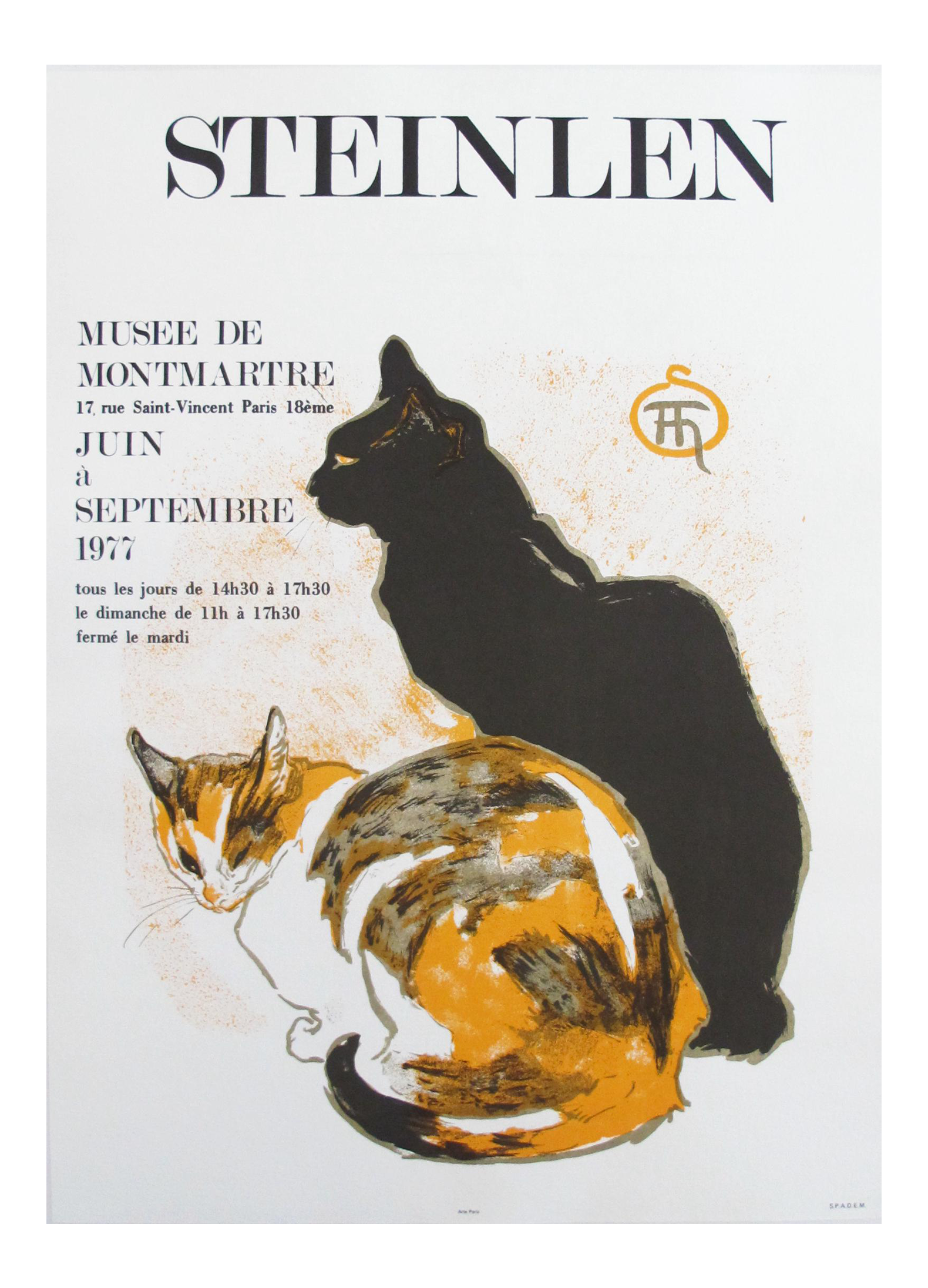 1977 French Steinlen Exhibition Poster, Cats | Chairish