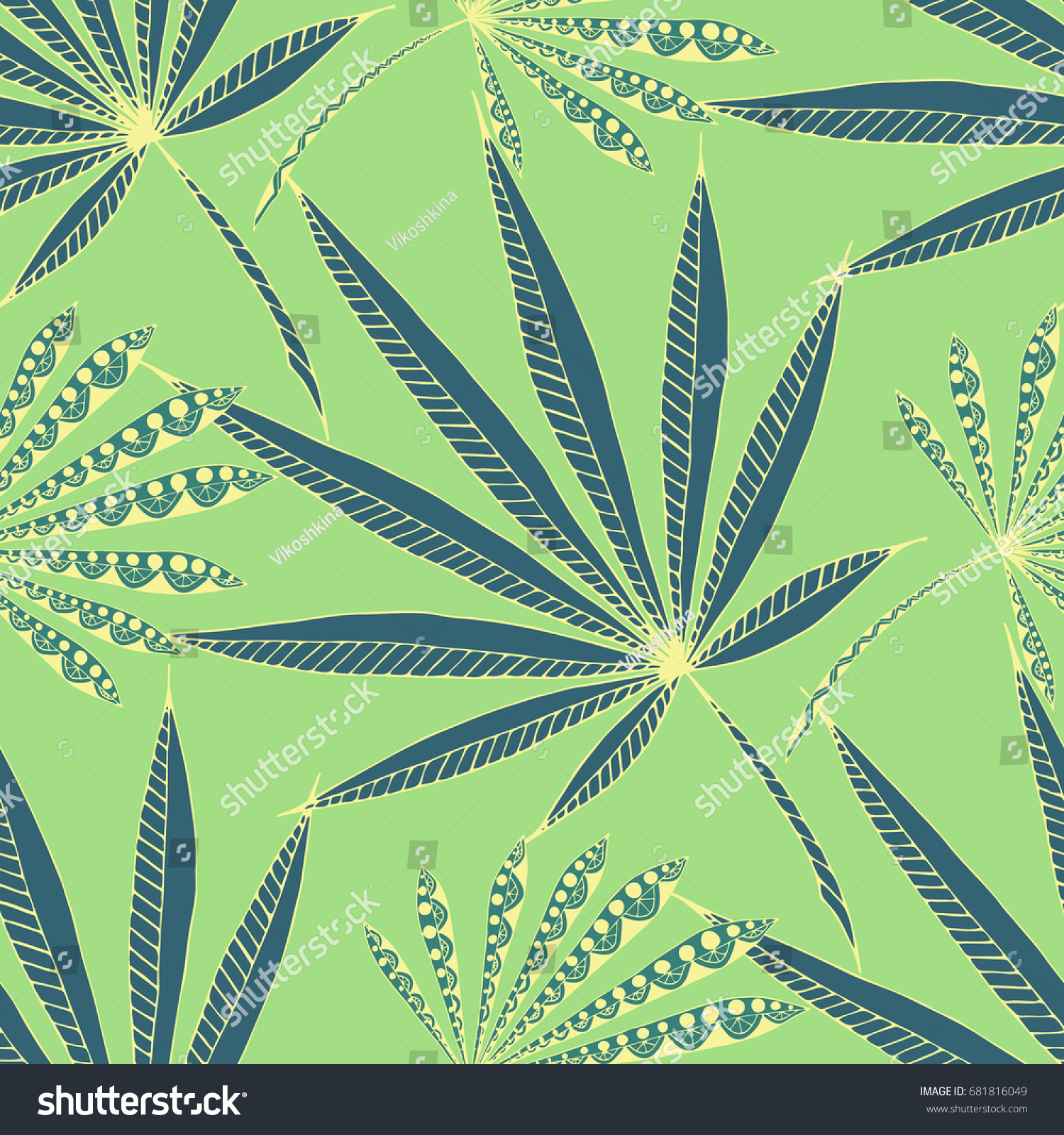 Green Tropic Pattern Seamless Texture Exotic Stock Vector 681816049 ...