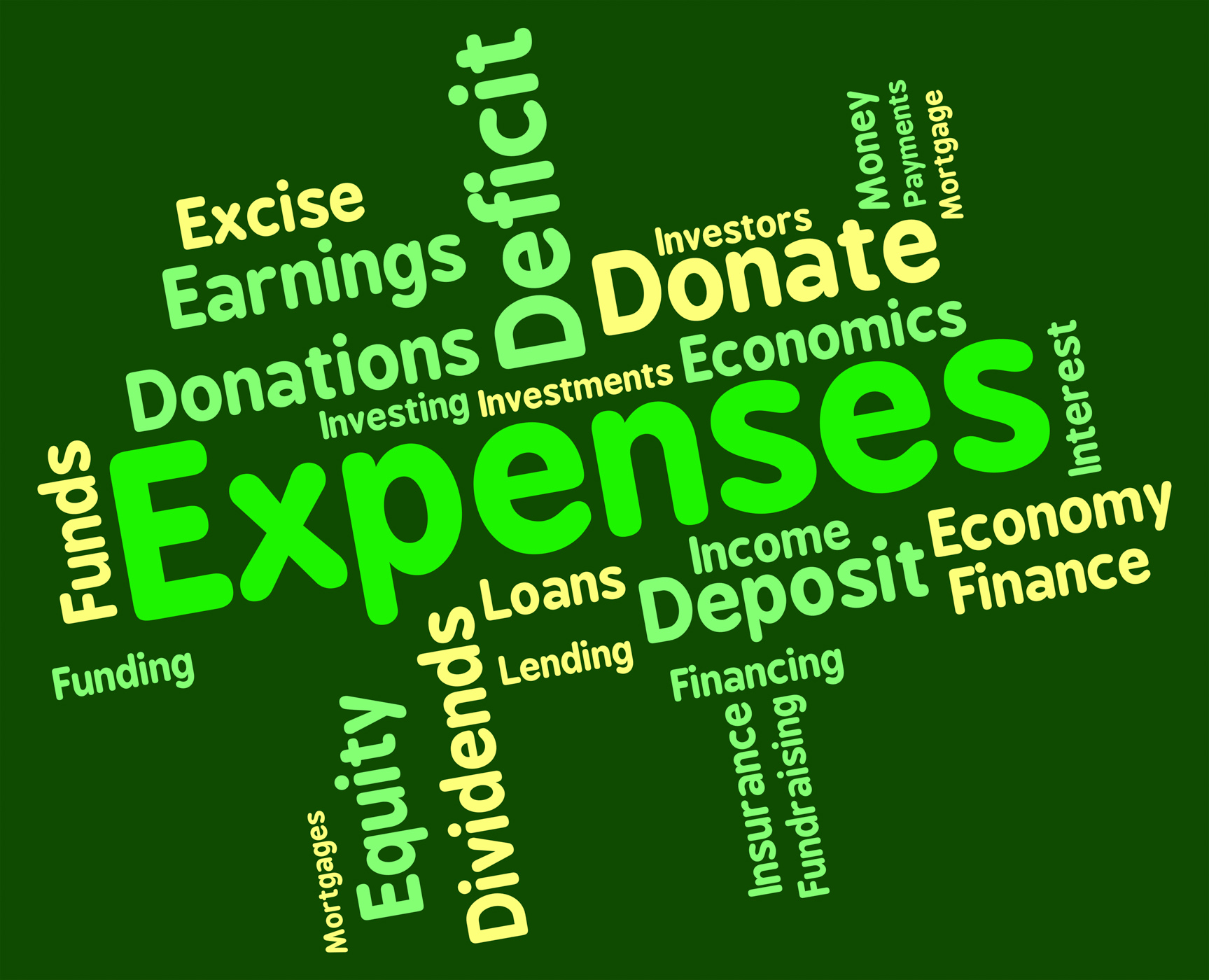 Expenses word represents finances outlays and costs photo