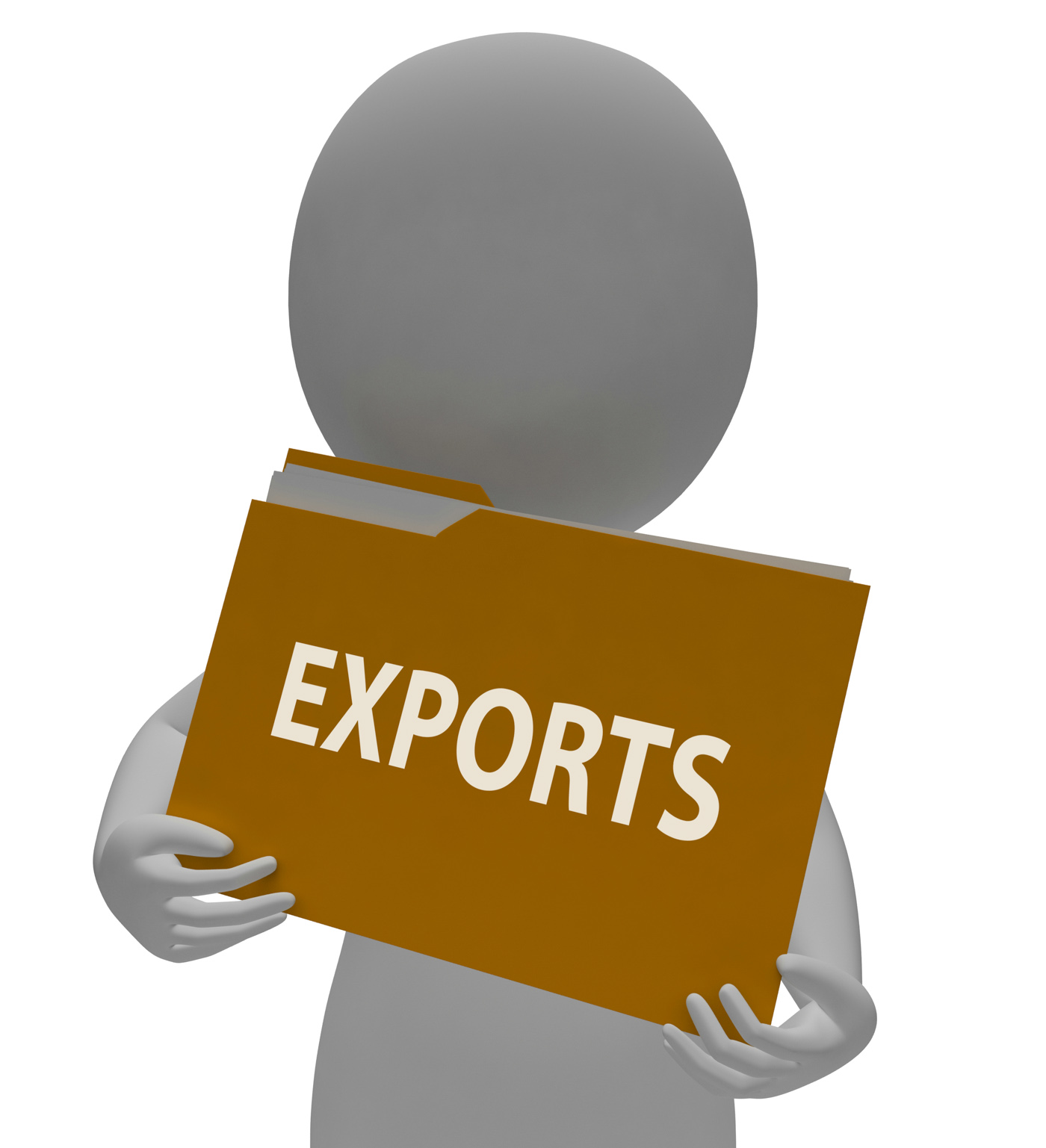 Exports folder shows international selling 3d rendering photo