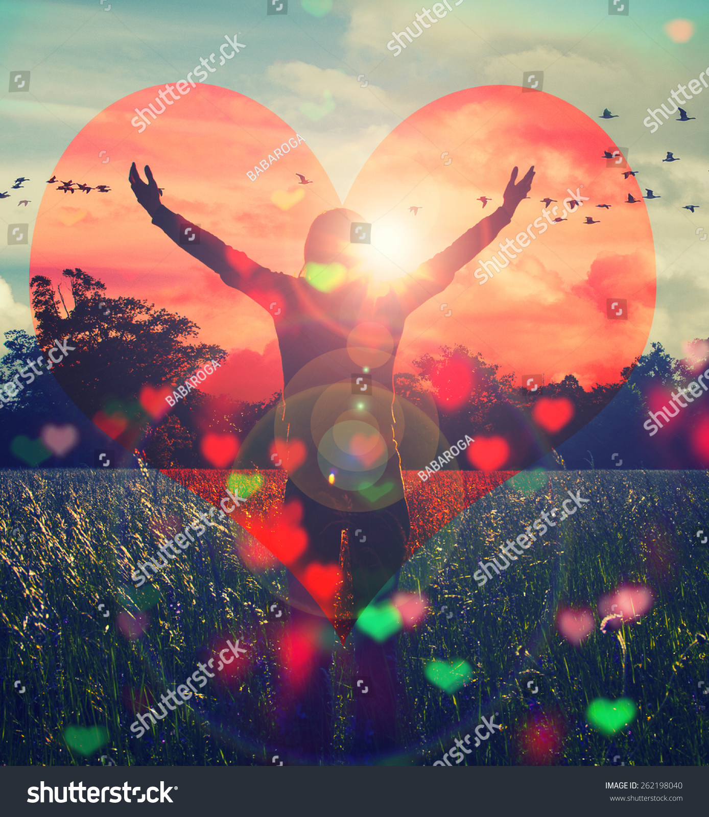 Young Girl Spreading Hands Joy Inspiration Stock Photo 262198040 ...