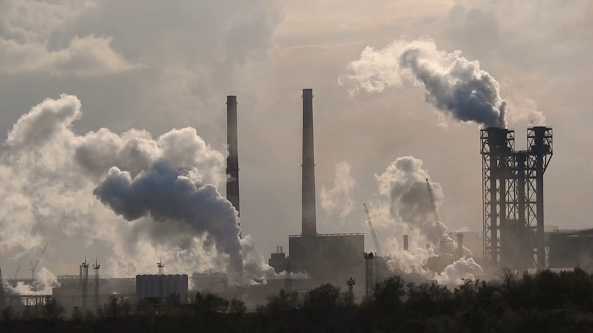 Air Pollution Factory Smoke Pipes. Stock Video Footage - Videoblocks
