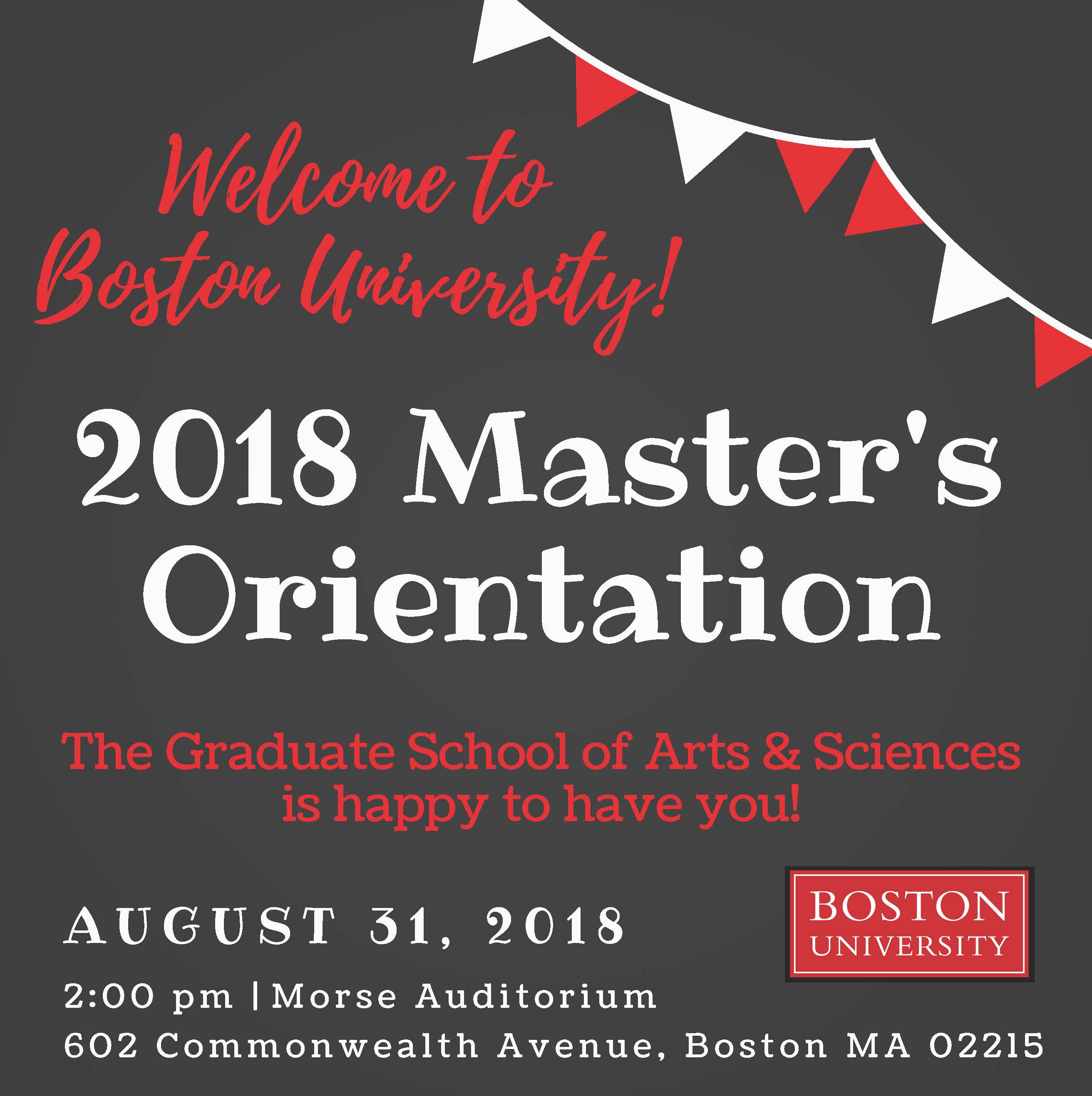 Incoming MA and MS Student Orientation | Arts & Sciences