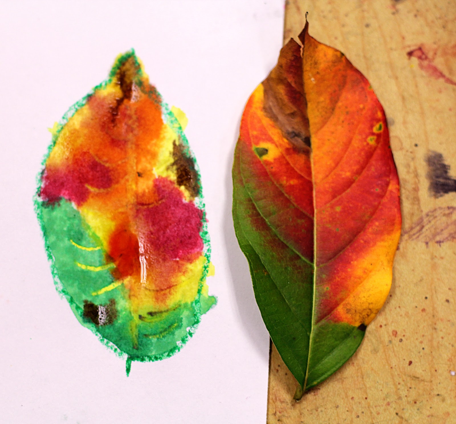 smART Class: Fall Leaves Crayon Resist Paintings