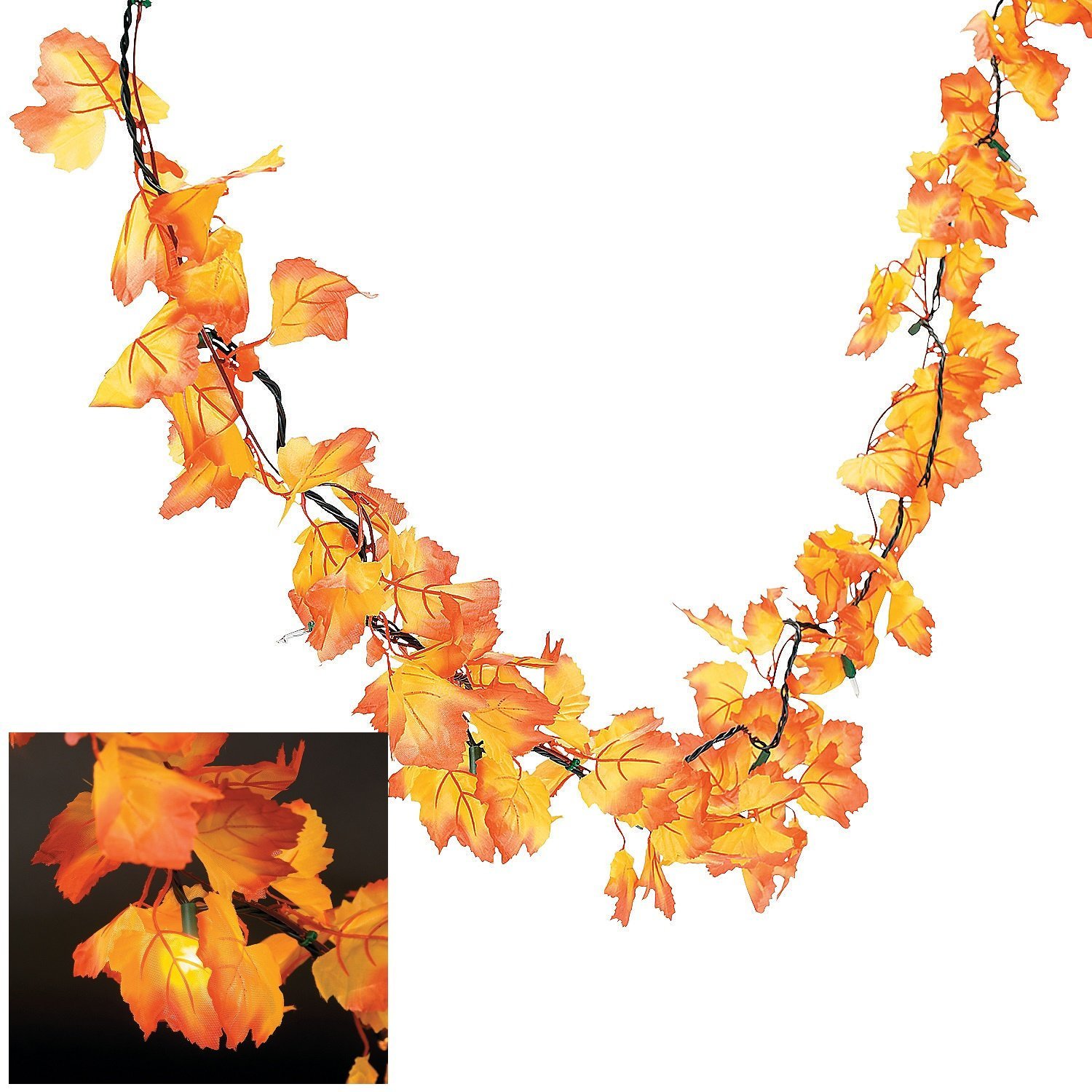 Amazon.com: Autumn Leaves Lighted Garland - Wreaths and Floral ...