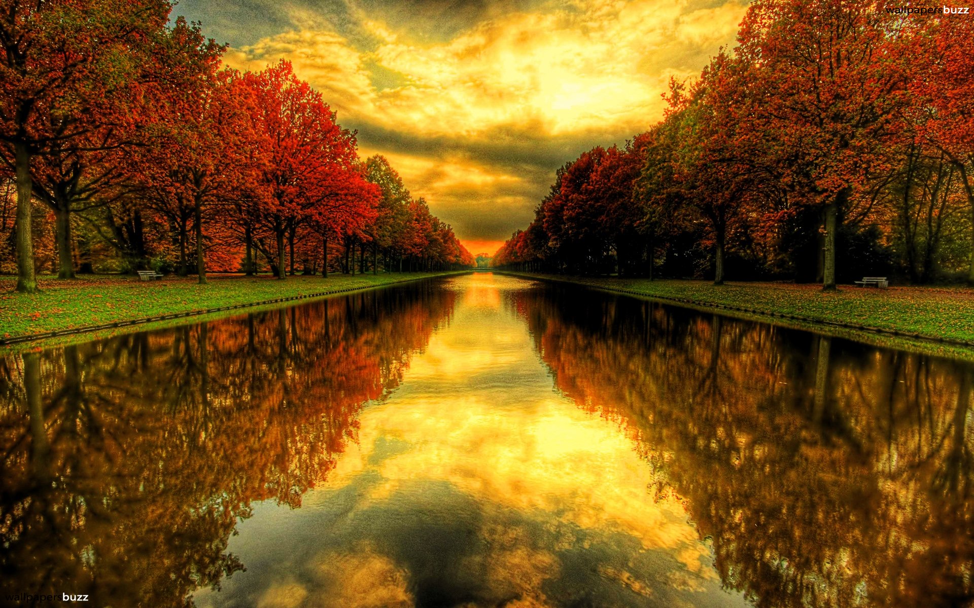 Fall Pond HD Wallpaper