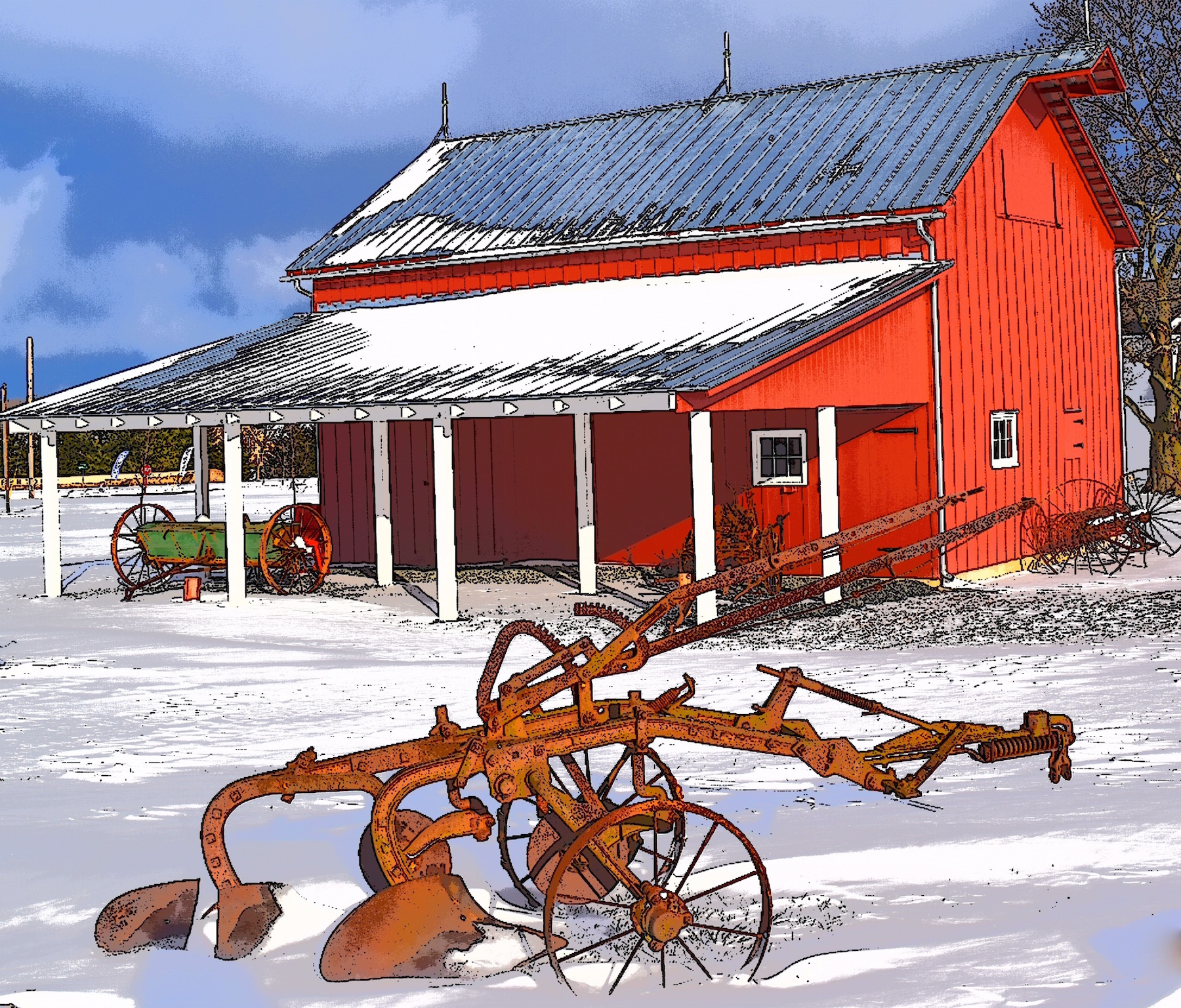 Red Farmhouse in Winter - Steven Samuel Images