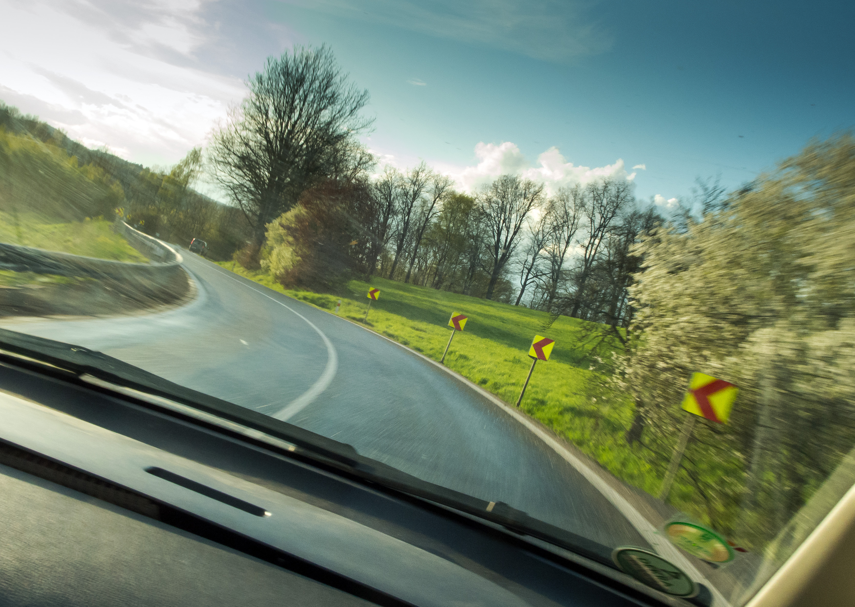 Free Image: View from a fast-moving car in the curve | Libreshot ...