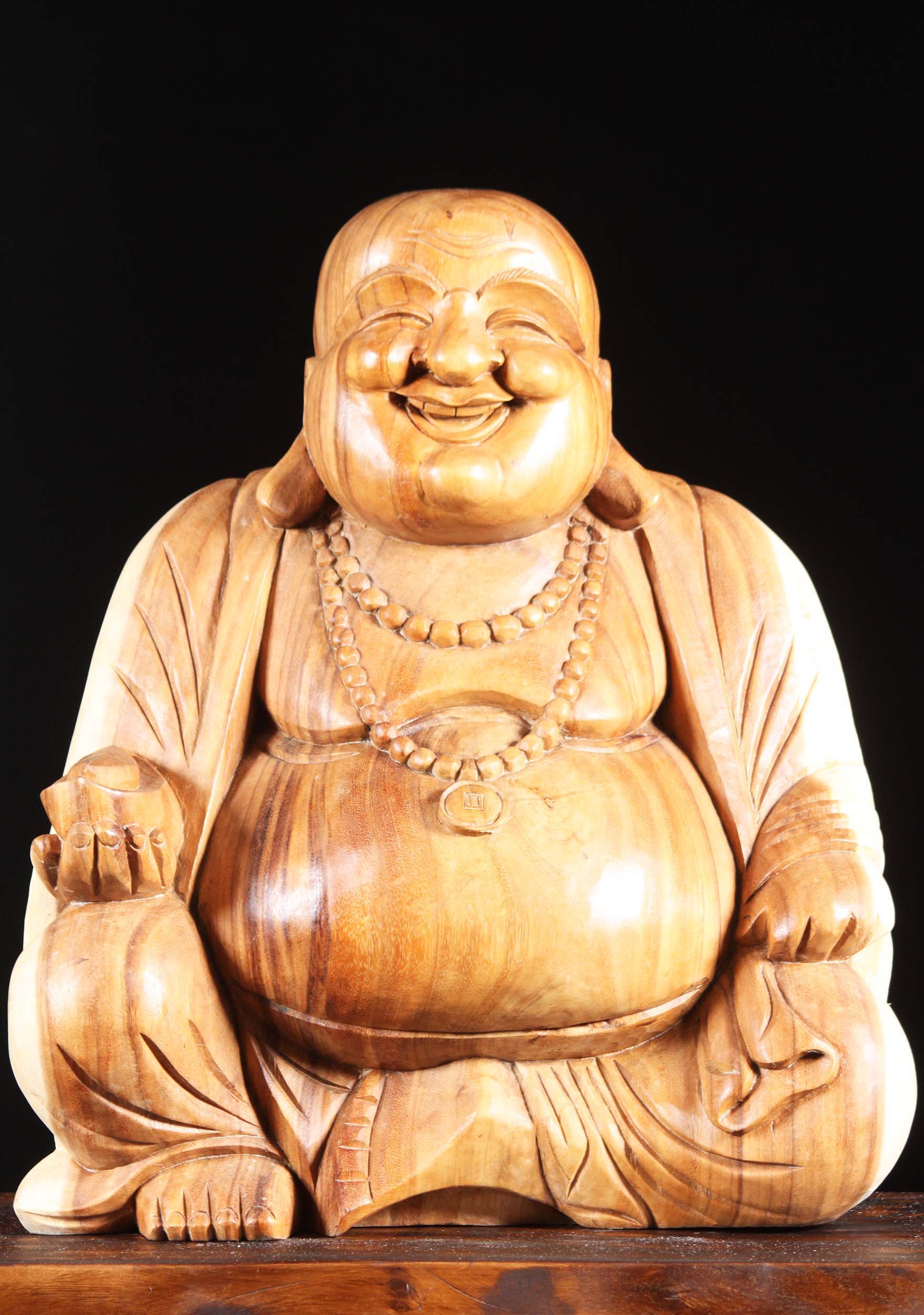 Wooden Fat Buddha of Prosperity Sculpture 24