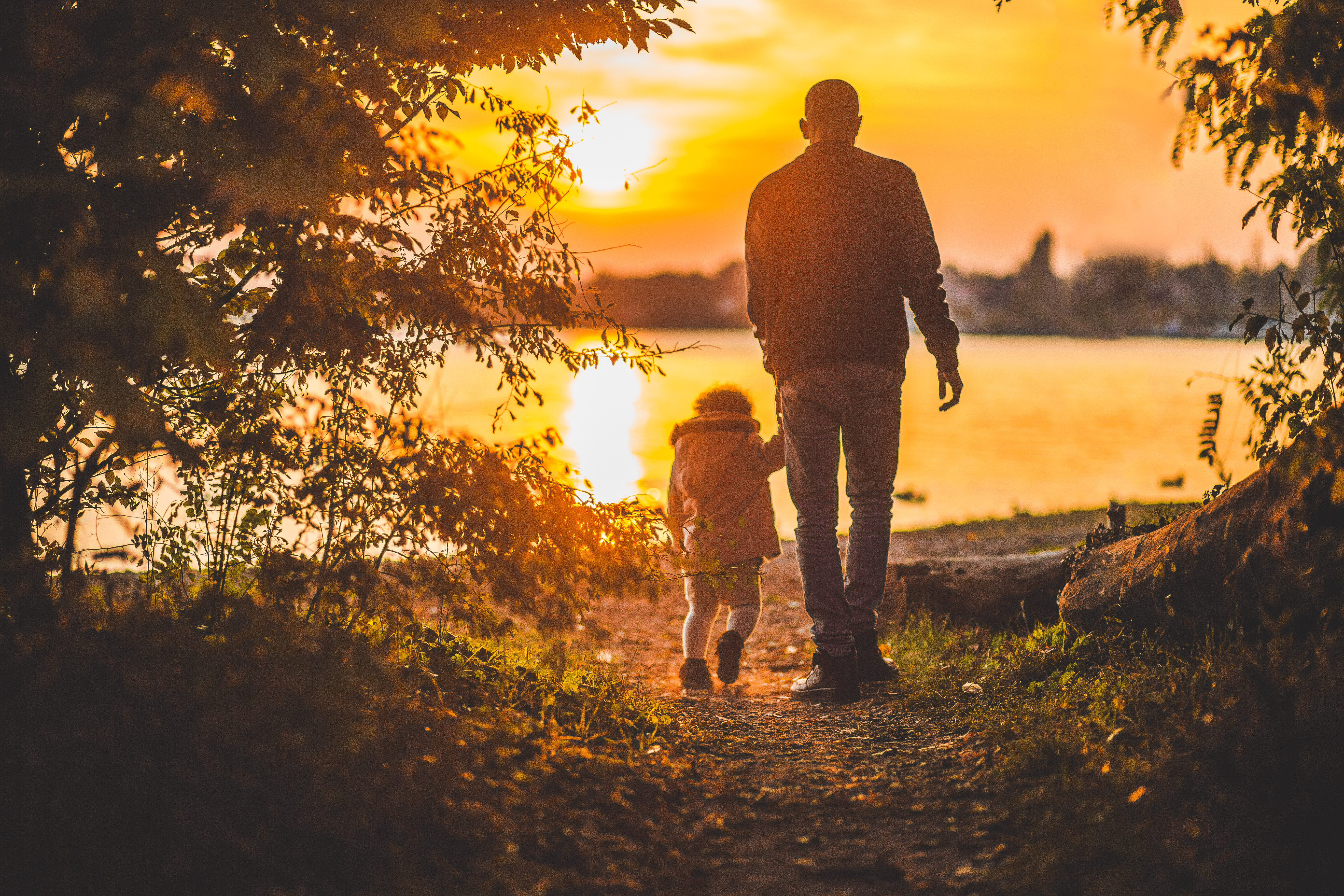 Father and Child walking at sunset image - Free stock photo - Public ...