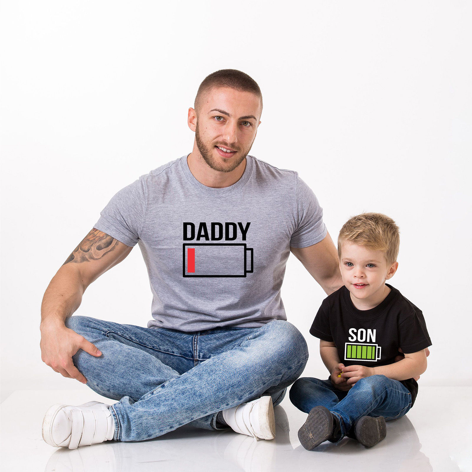Battery Power Shirts Father Son Matching T-Shirts Daddy and Me ...