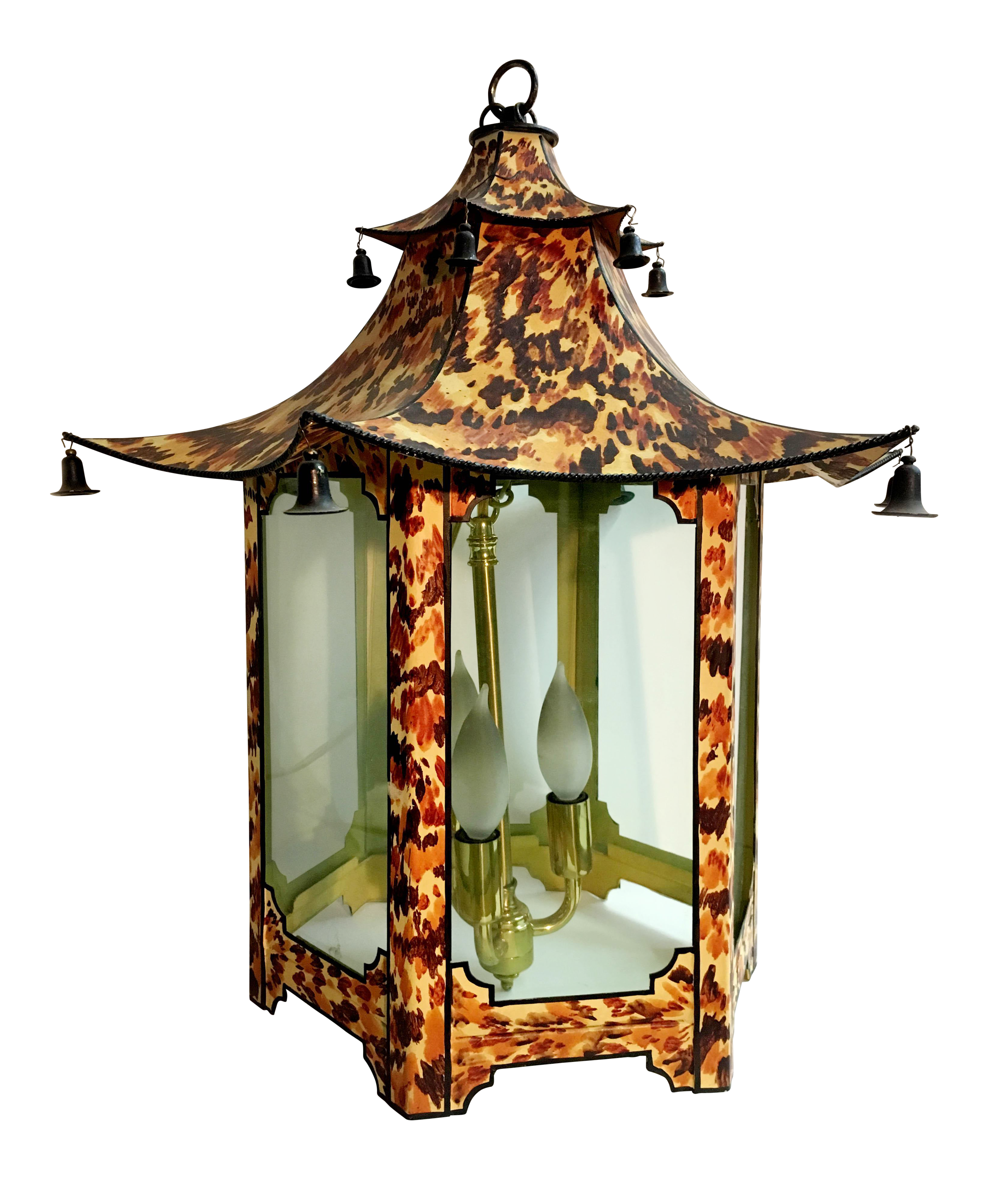 Faux Turtle Shell Pagoda Ceiling Lantern | Chairish