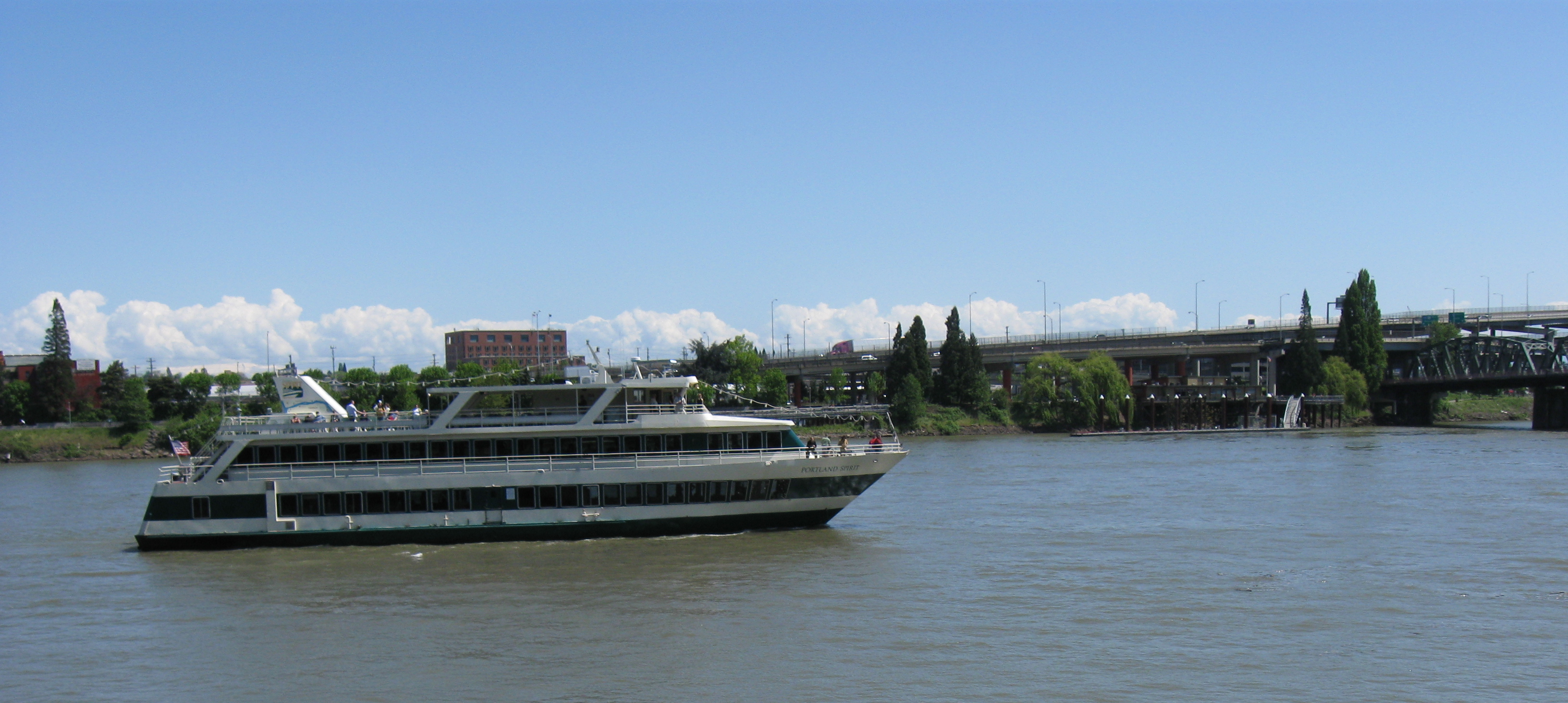 Faux panorama of portland spirit ship on williamette river photo