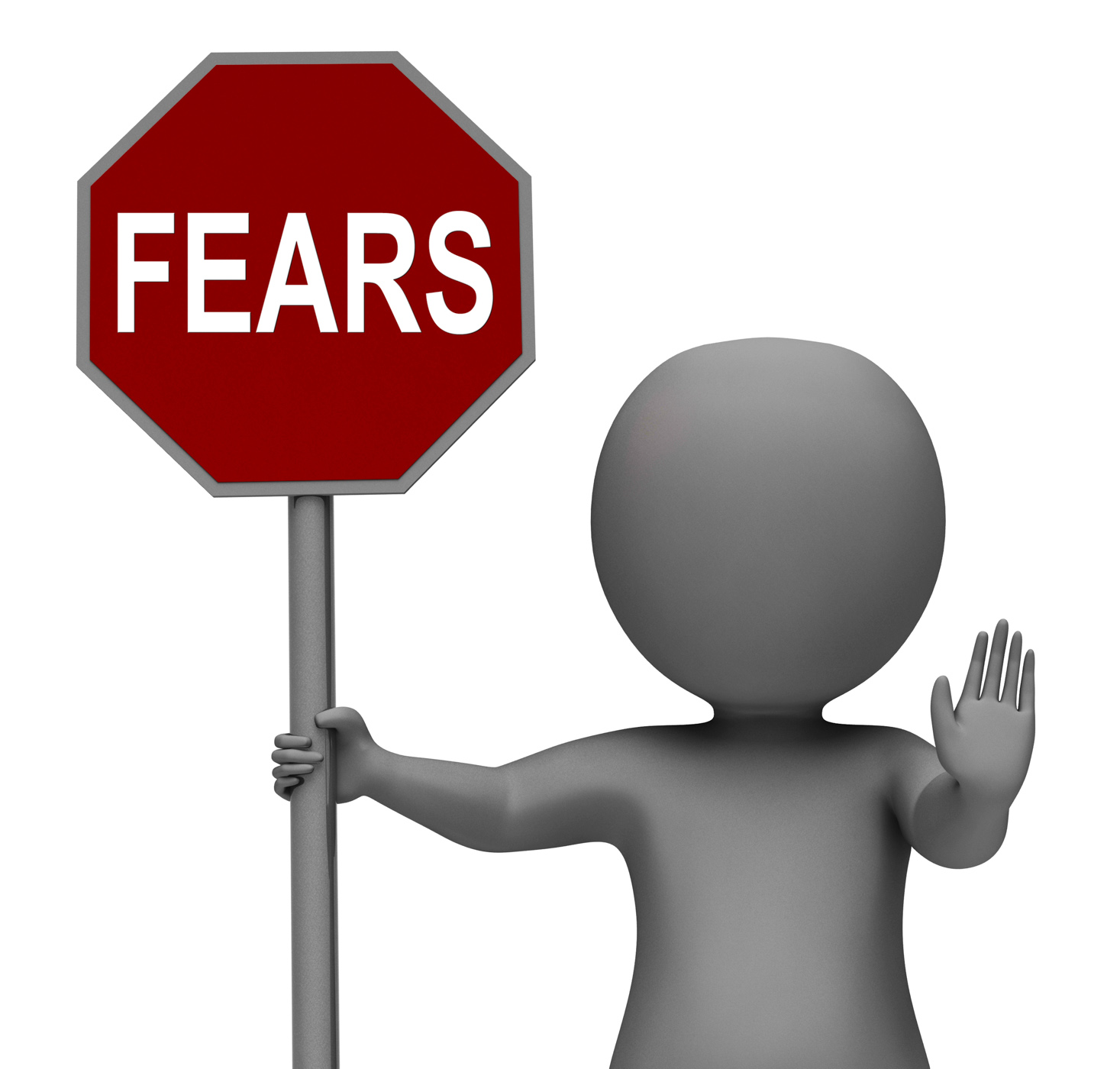 Fears Stop Sign Shows Stopping Afraid Scared Nervous, 3d, Afraid, Character, Fear, HQ Photo