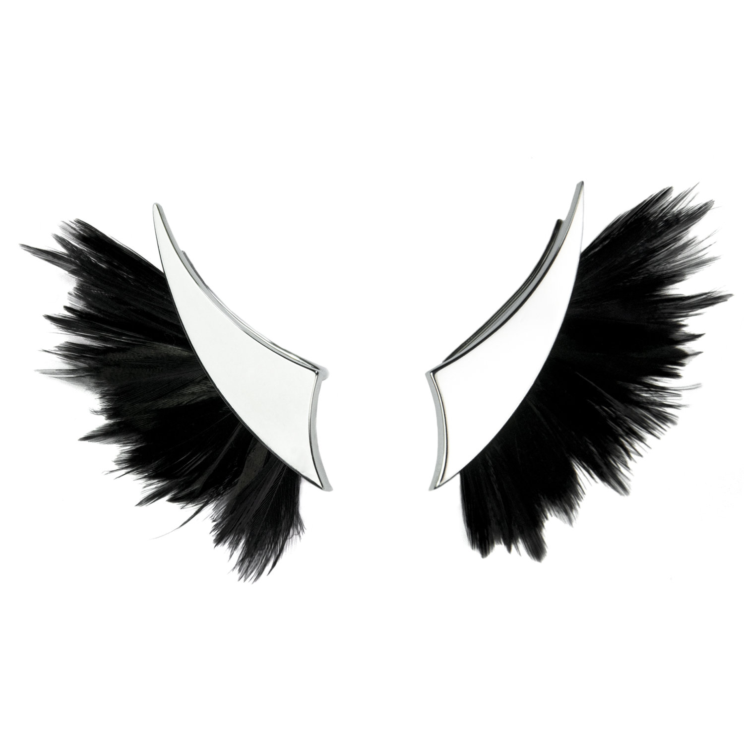 Large feather lobe earrings — SophieAliceHirsch Jewellery
