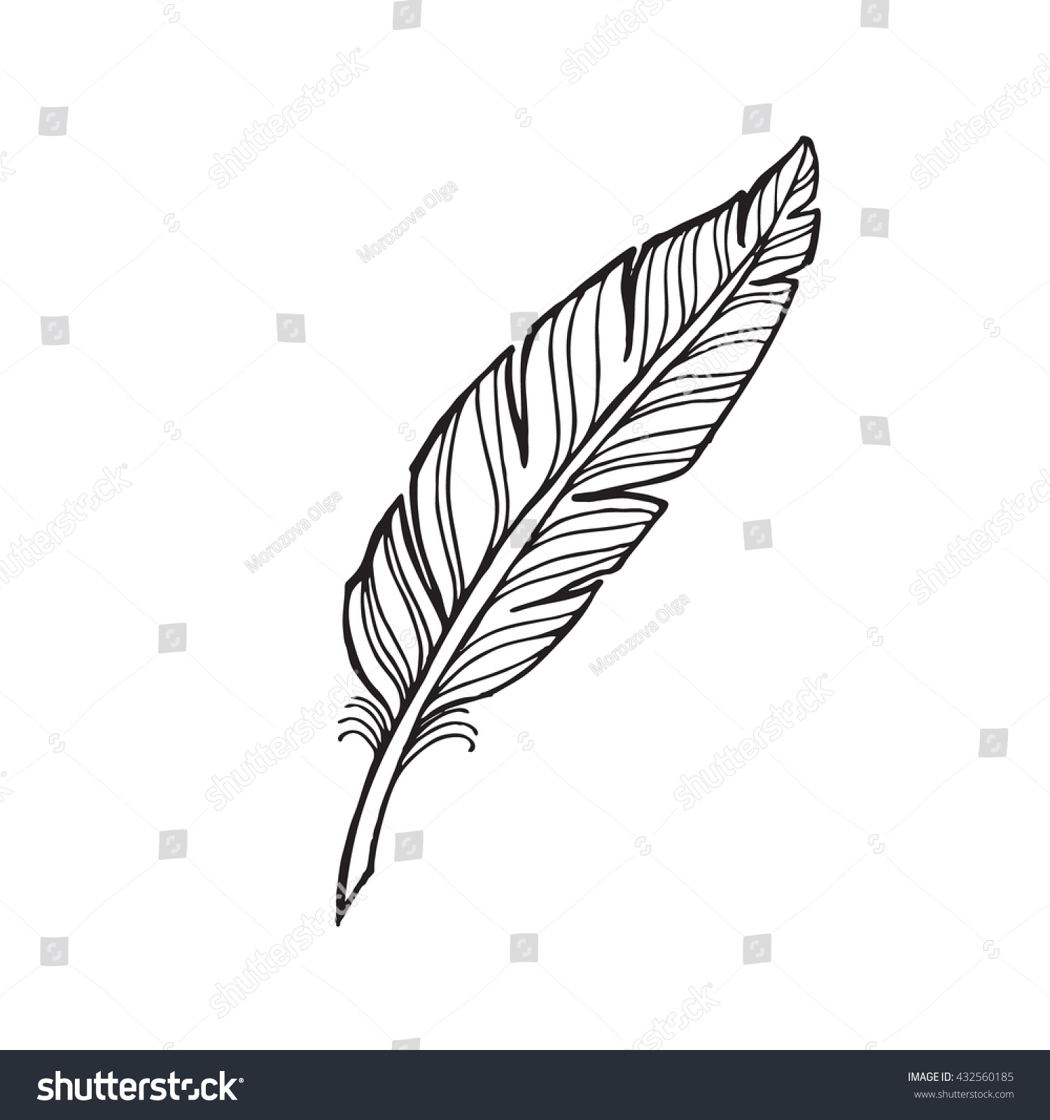 Vector Black White Feather On White Stock Vector 432560185 ...