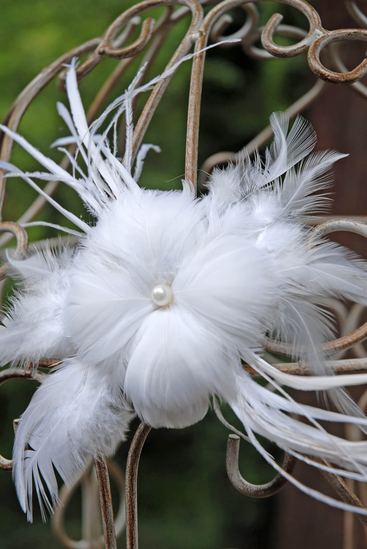 Couture Feathered Flower White