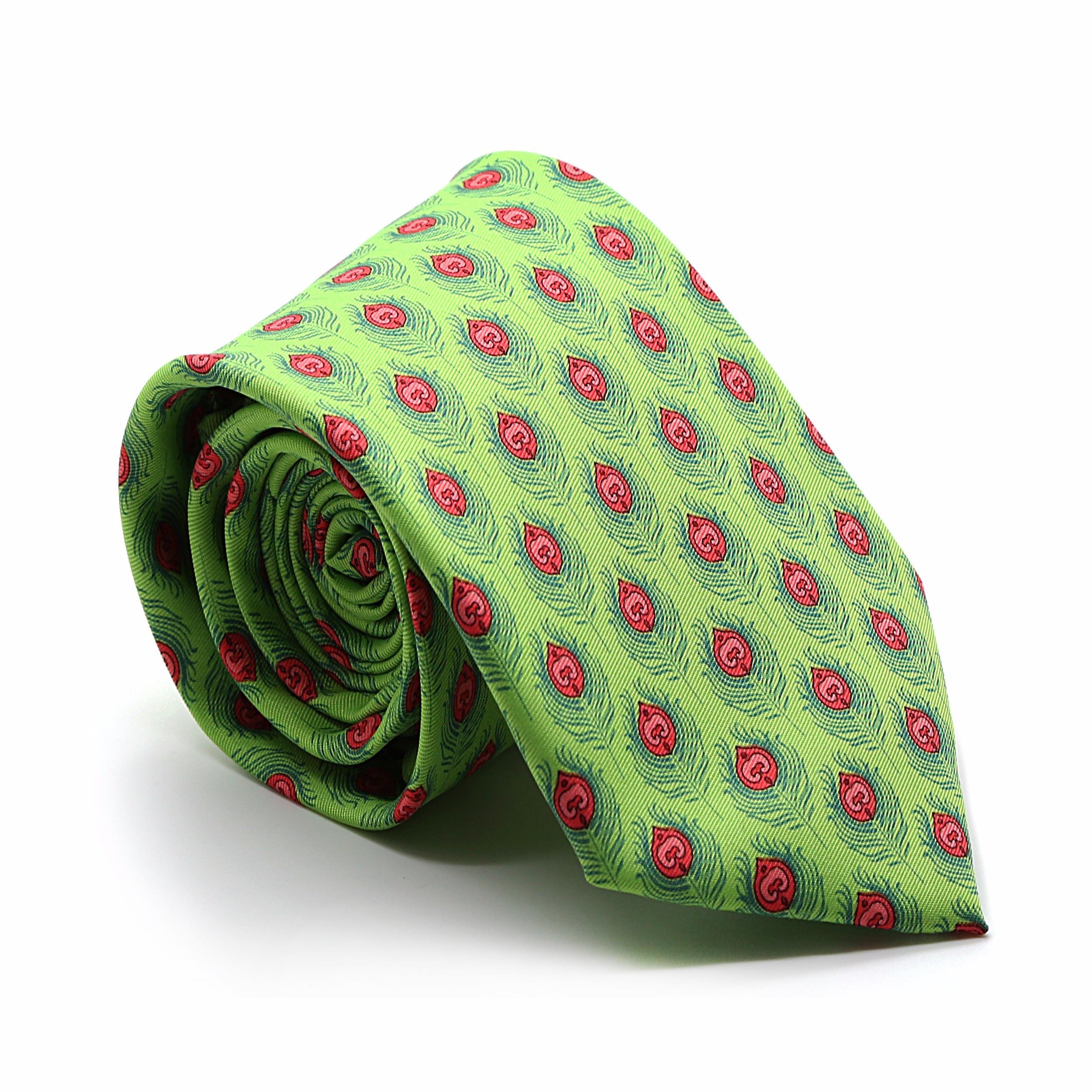 Feather Green Necktie with Handkerchief Set – Ferrecci USA