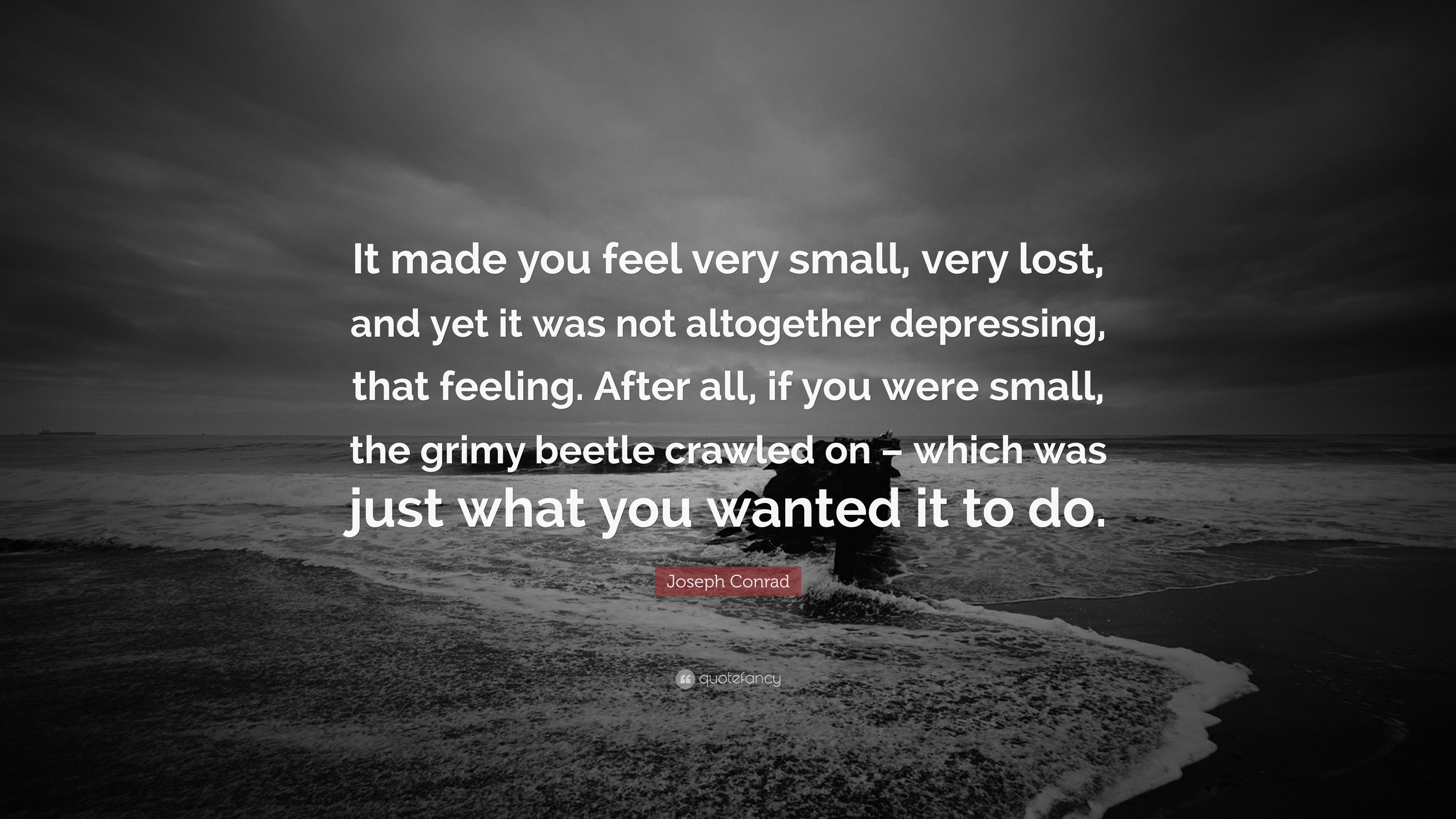 Joseph Conrad Quote: “It made you feel very small, very lost, and ...