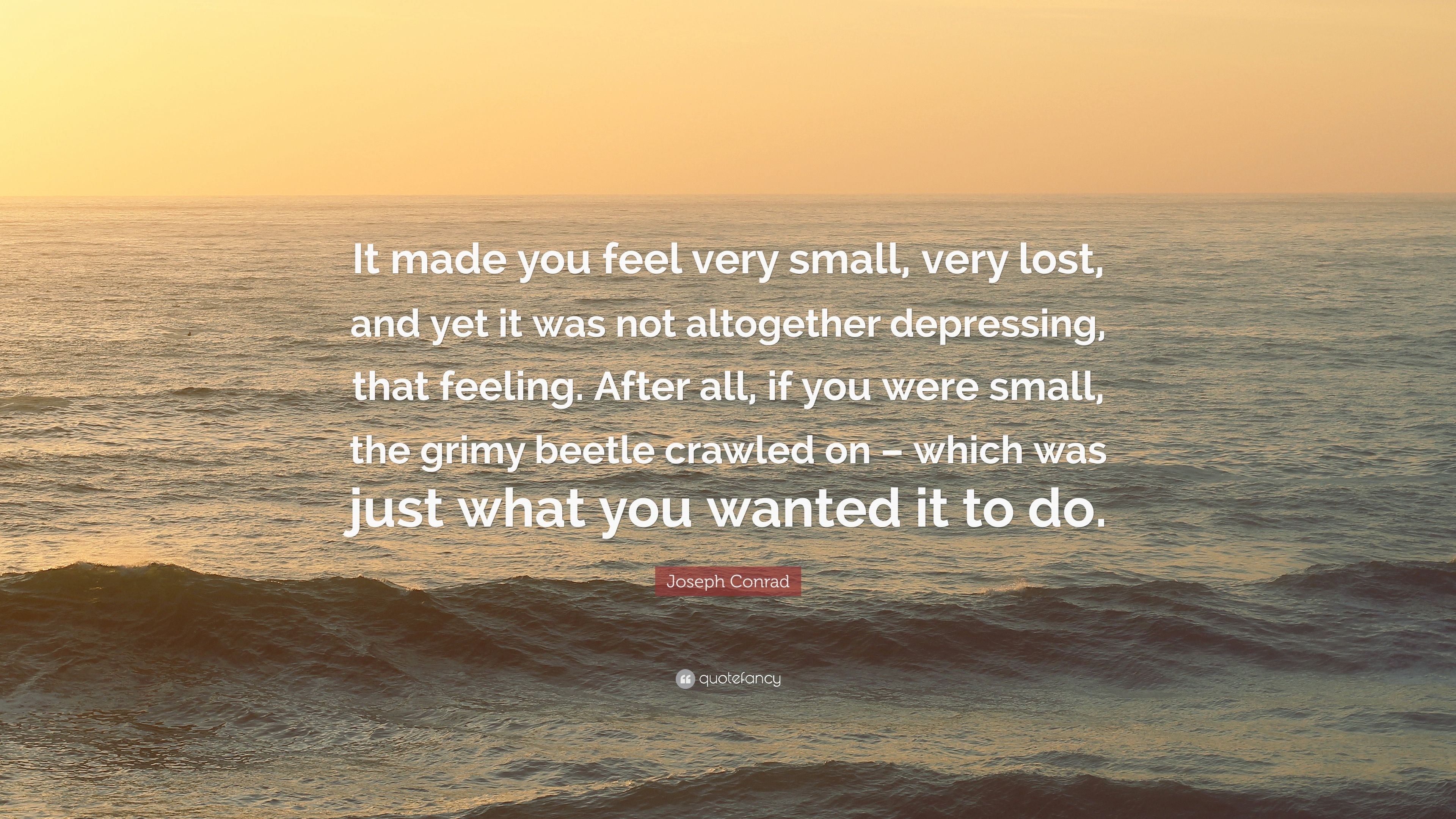 Joseph Conrad Quote: “It made you feel very small, very lost, and ...