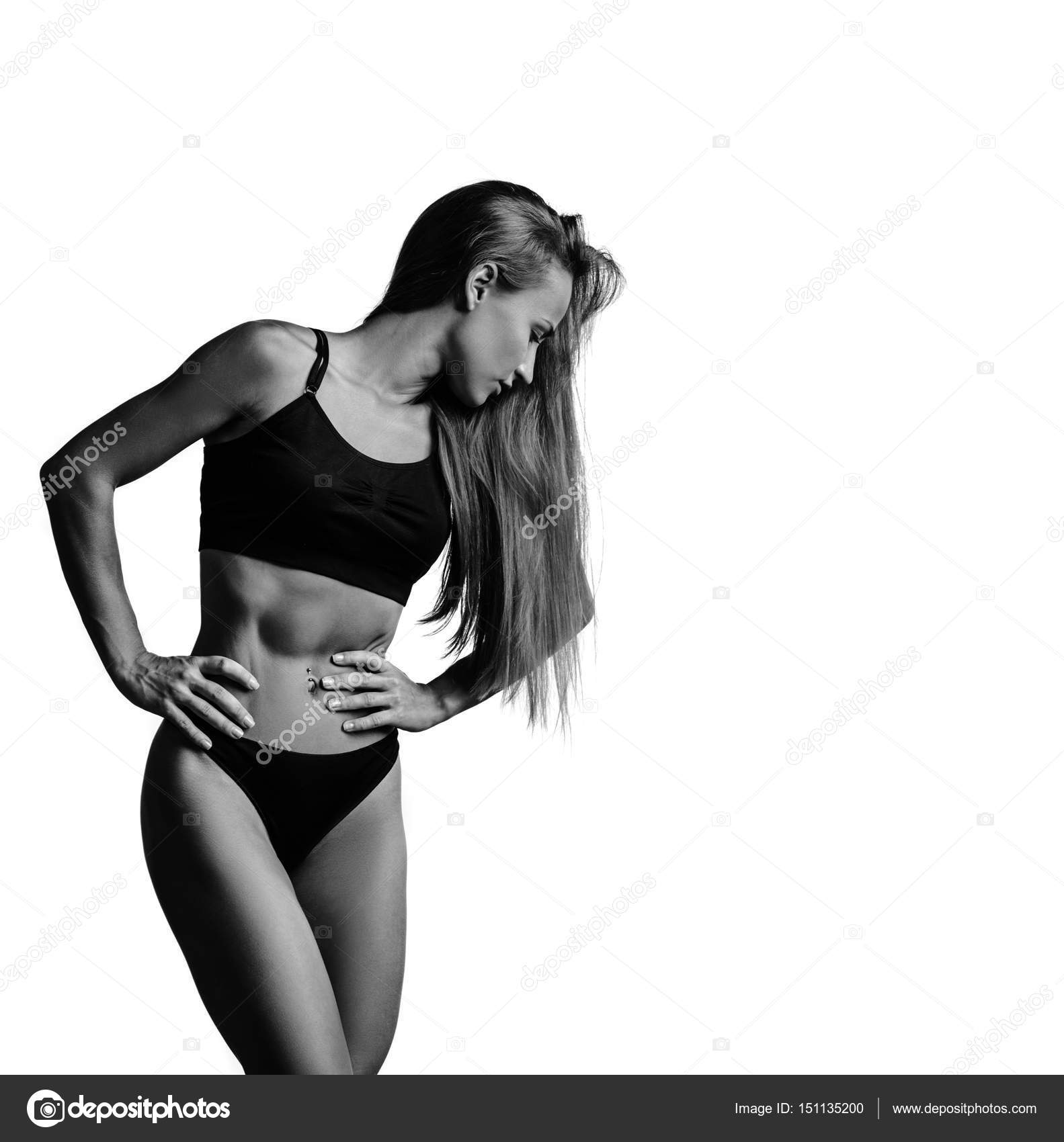 fitness female posing in studio — Stock Photo © ayakovlev_com #151135200