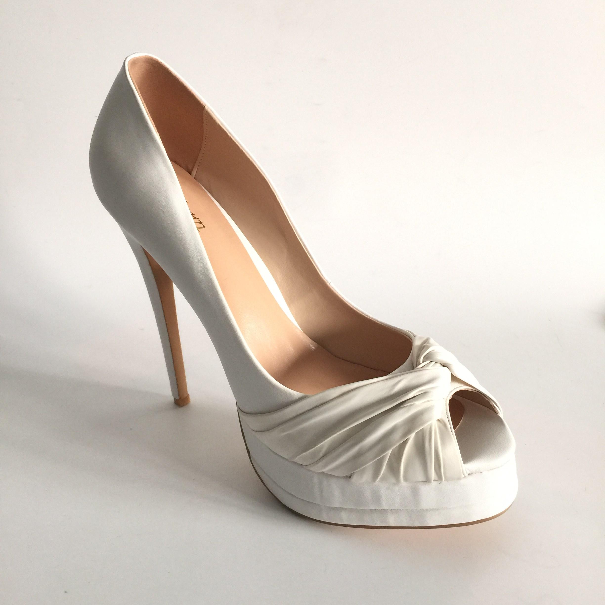 Elegant Wedding Shoes Peep Toe Slip On Platform High Heels Pump ...