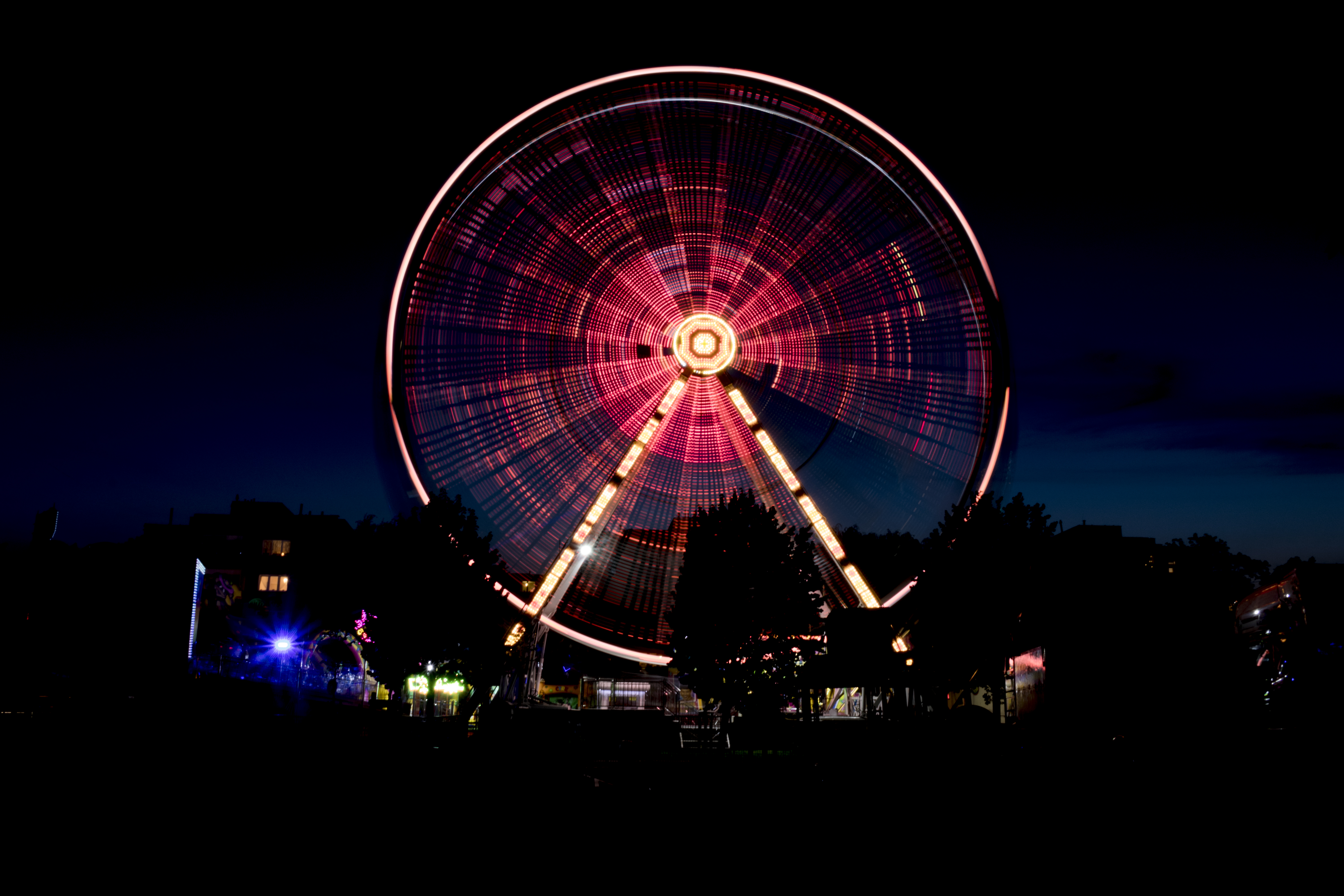 Wallpaper Ferris wheel, Amusement park, Night, Dark, HD, 5K ...