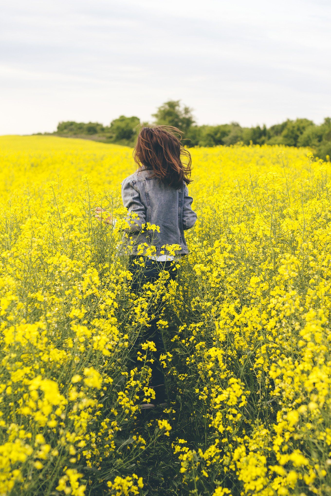 Girl running in a yellow field ~ People Photos ~ Creative Market