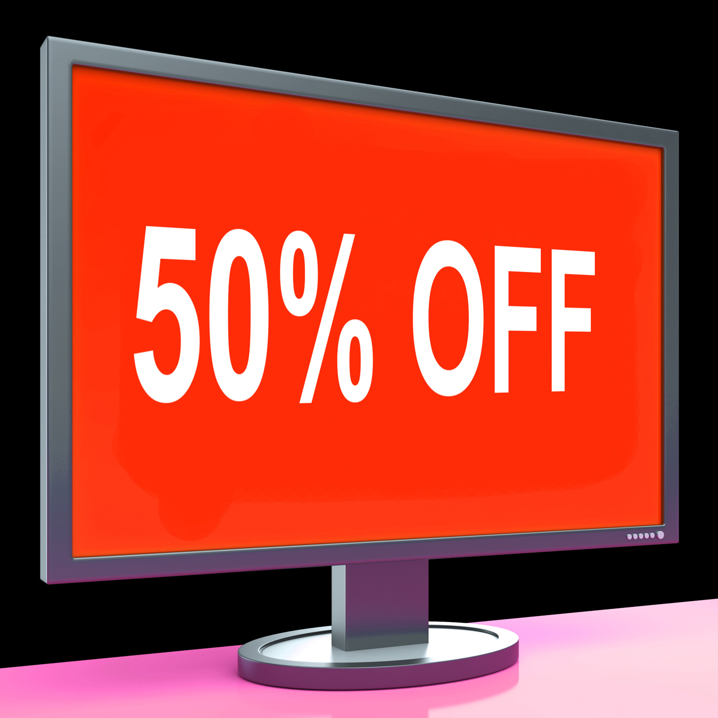 Fifty percent off monitor means discount or sale online photo