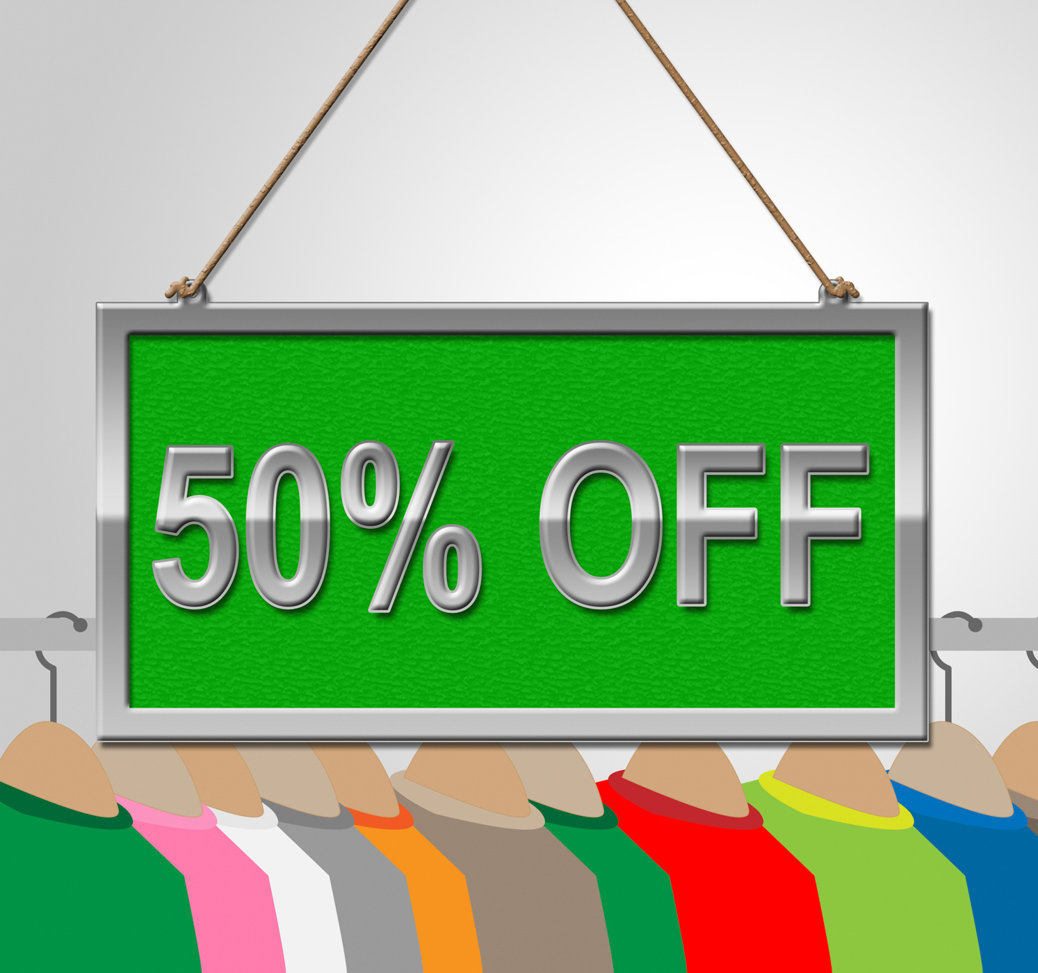 Fifty Percent Off Shows Half Price And Advertisement, Advertisement, Sale, Offers, Outfit, HQ Photo