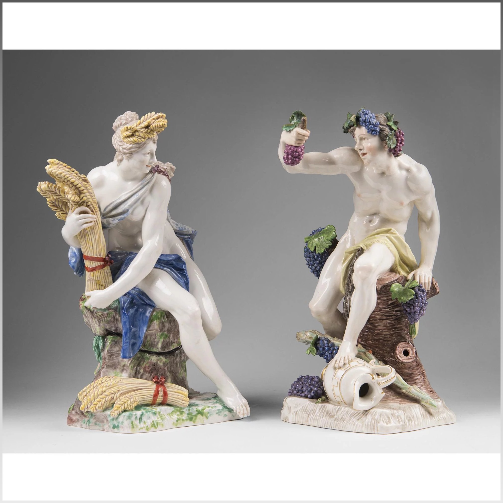 Pair of Nymphenburg Porcelain Figurines of Bacchus and Ceres After ...