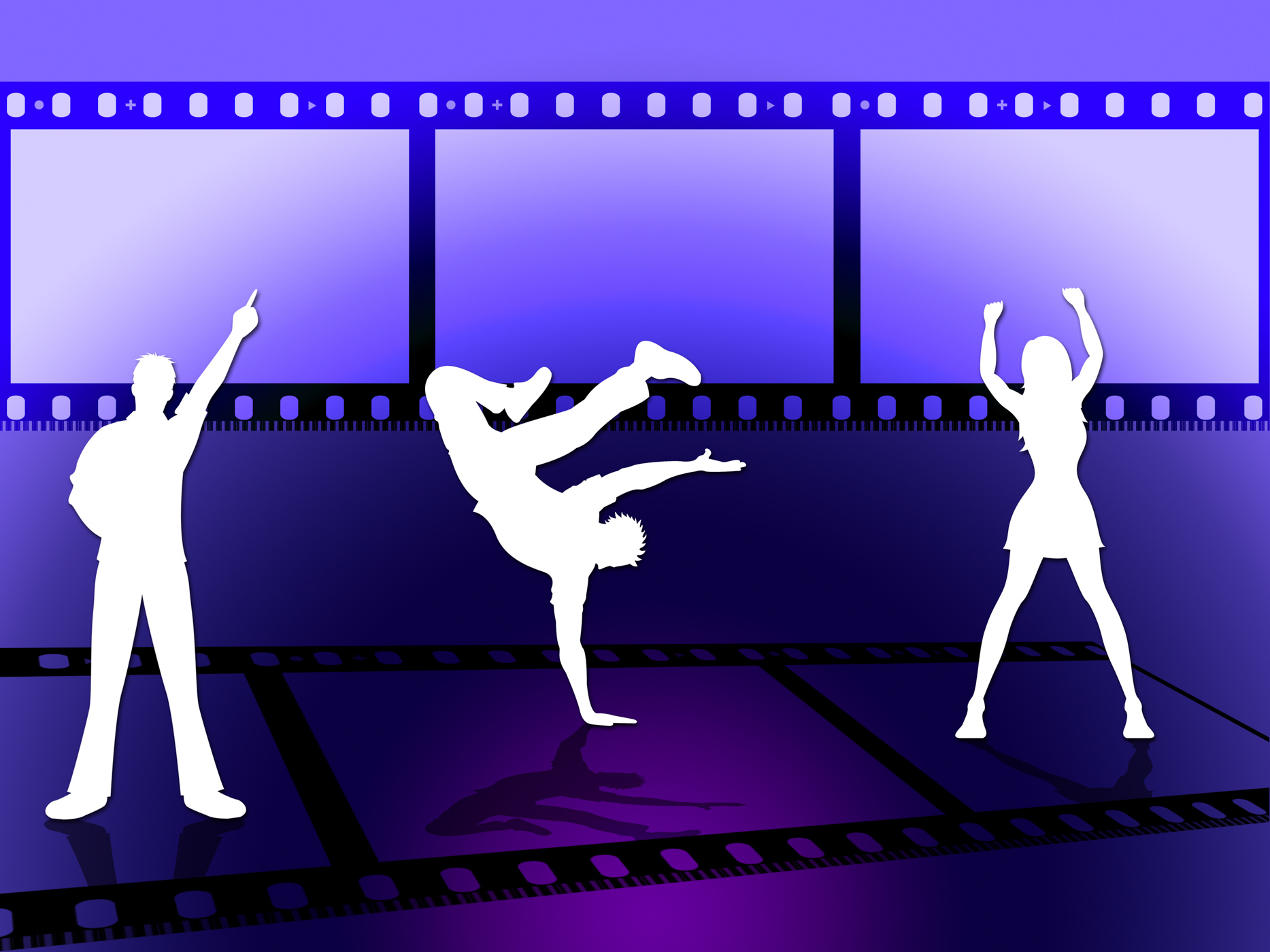 Filmstrip dancing indicates disco music and border photo