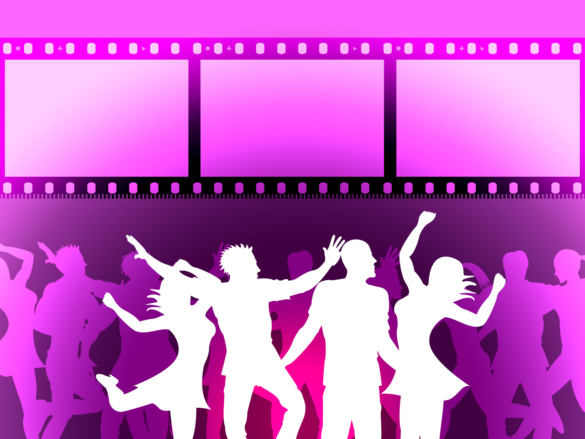 Filmstrip disco indicates negative joy and dancing photo