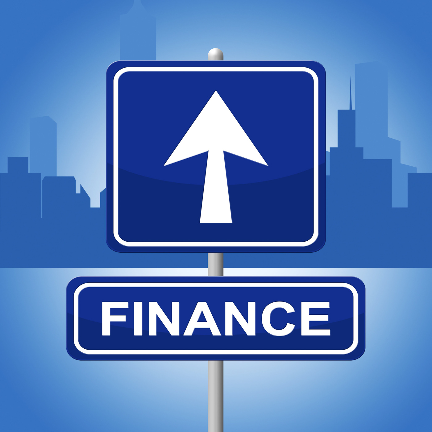Finance sign represents trading investment and arrows photo