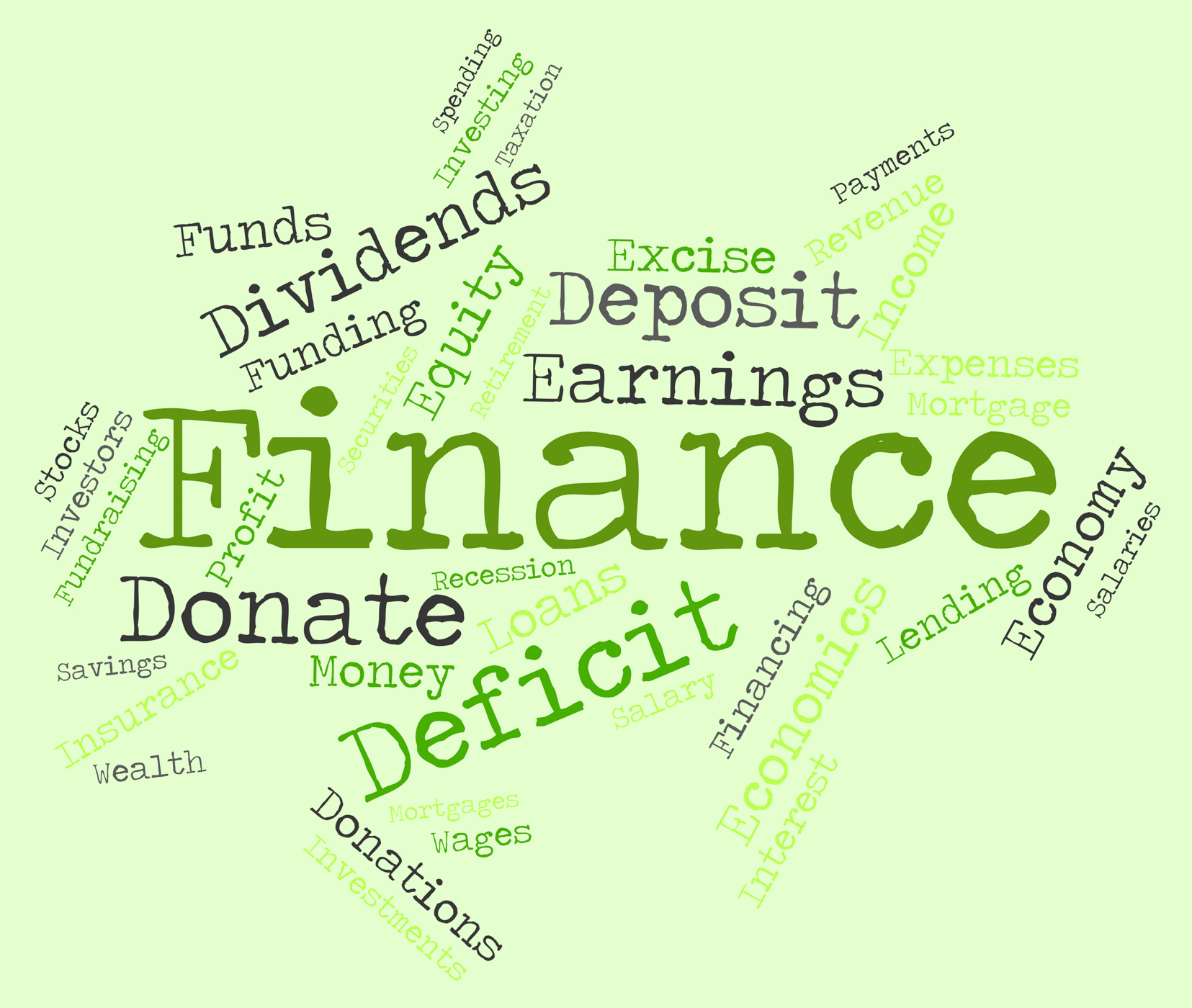 Finance word represents financial trading and commerce photo