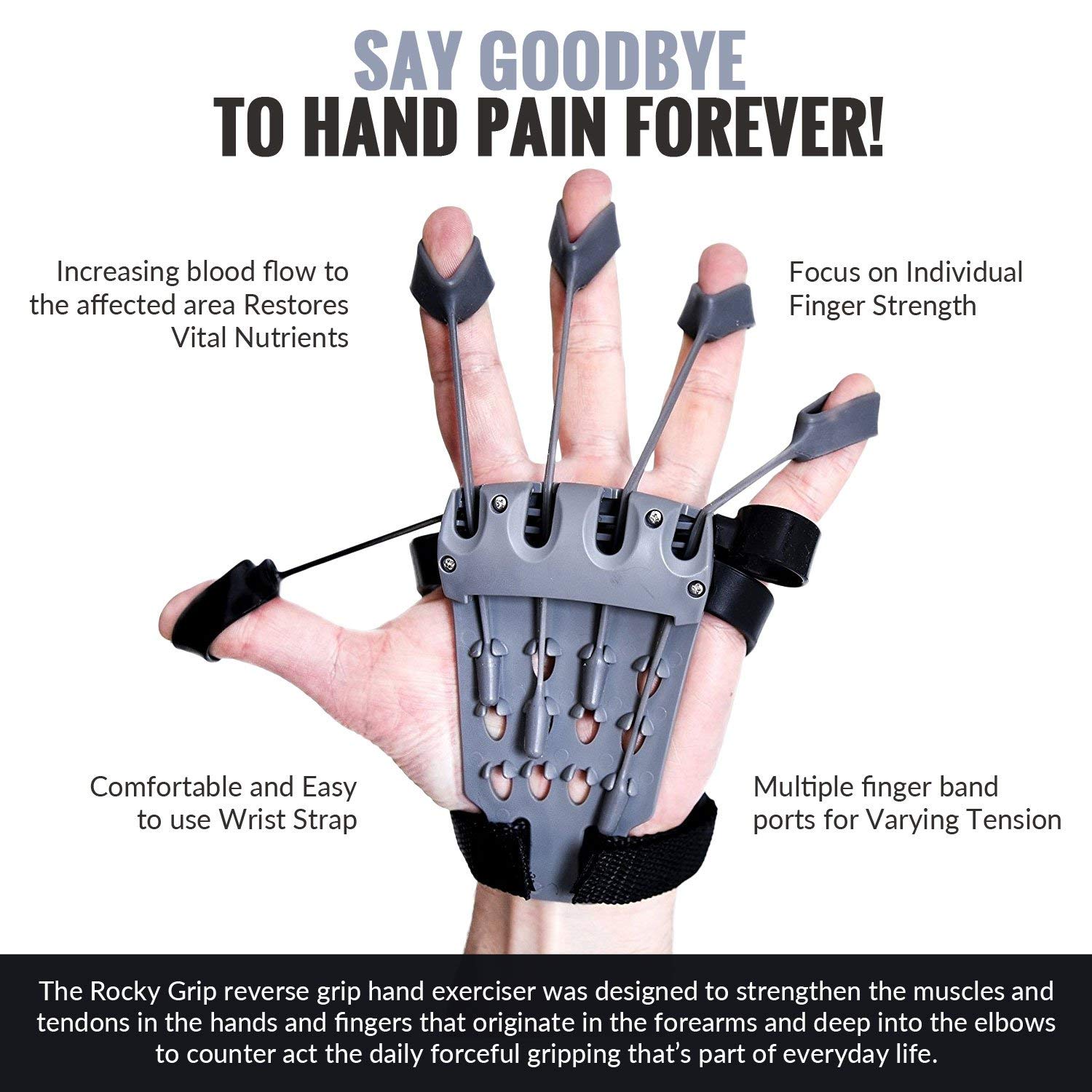 Amazon.com : Rocky Grip Hand Strengthener Reverse Grip Hand Forearm ...
