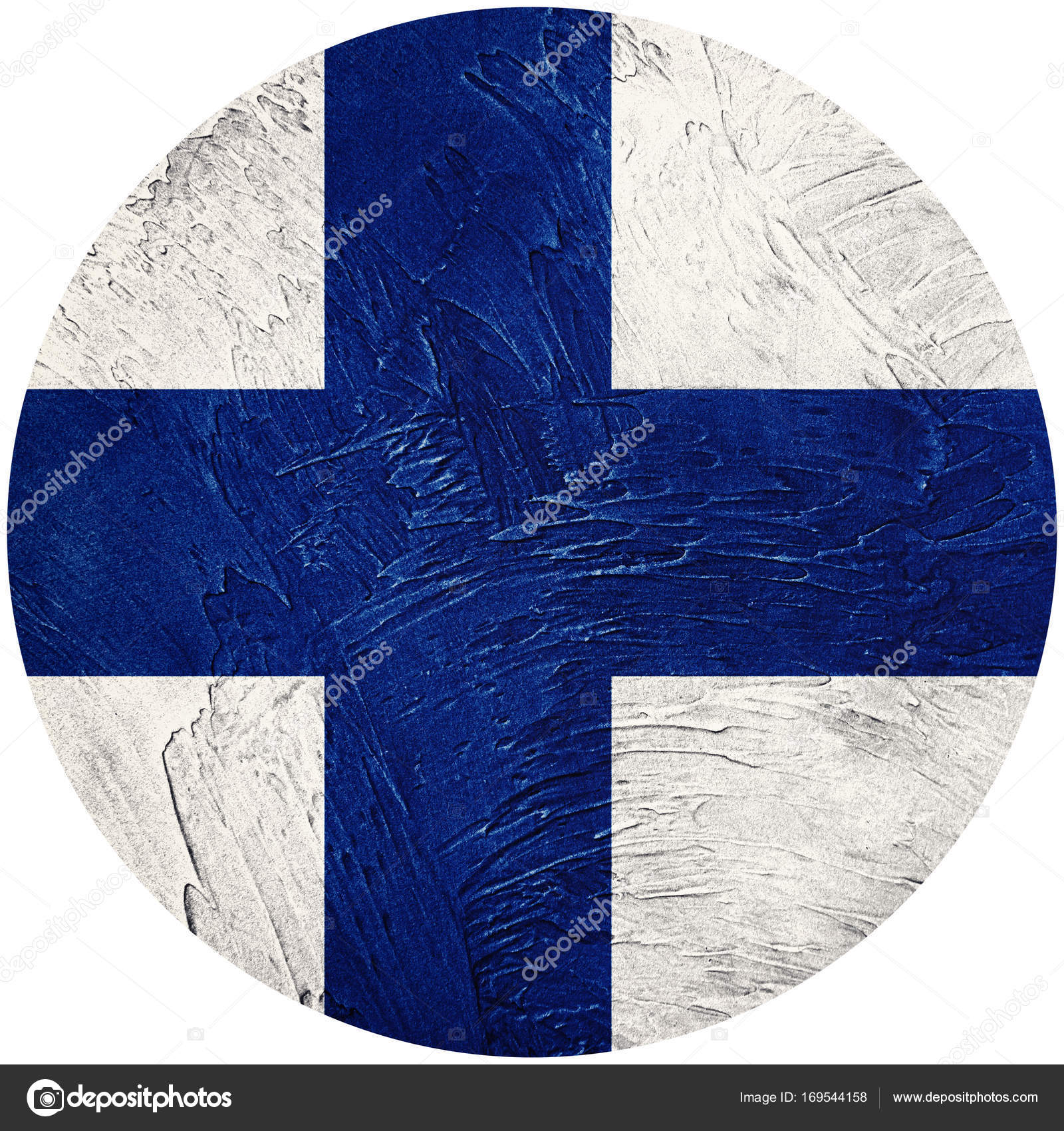 Grunge Finland flag. Finland button flag Isolated on white backg ...