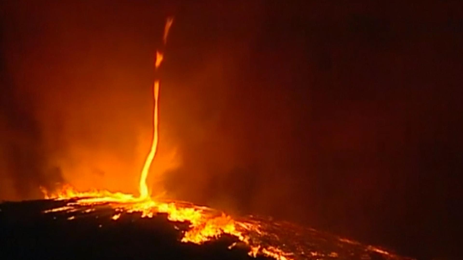 Fire whirl or 'fire devil' caught on camera