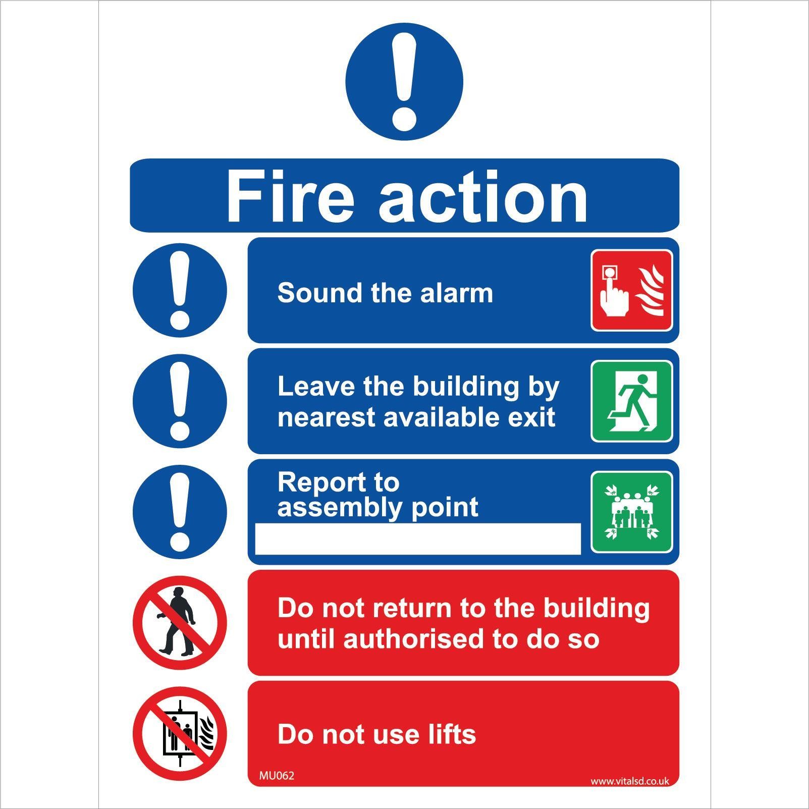 MU062 Fire Action Multiple Signs - Multiple Signs - PROHIBITION
