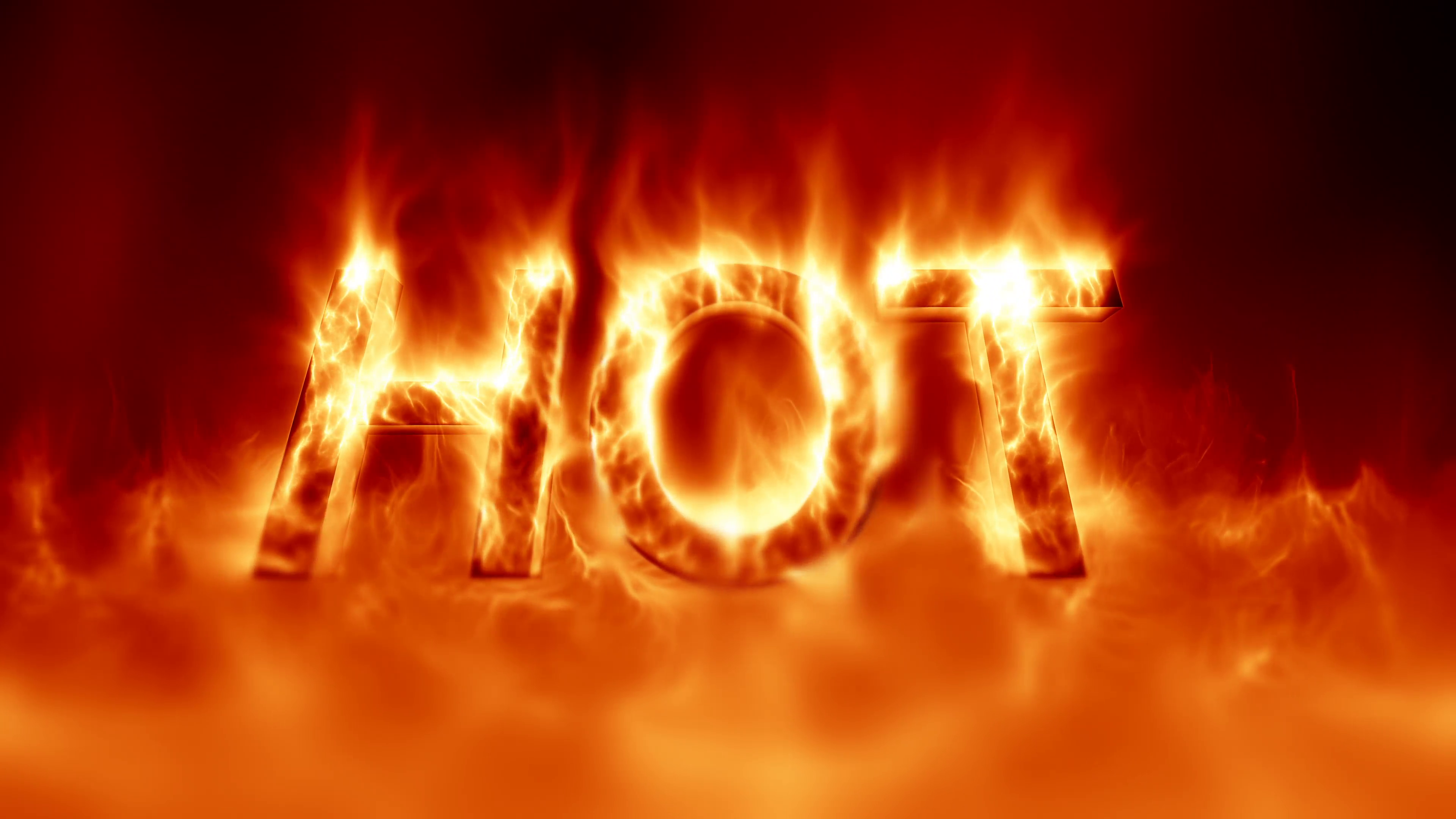 Animated fire text: Hot. Perfect loop of the word Hot burning in ...