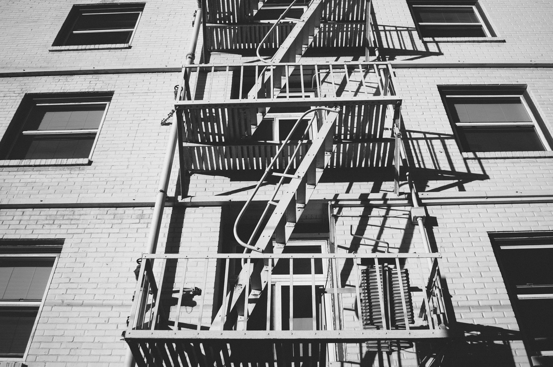 Free stock photo of black-and-white, emergency, fire escape