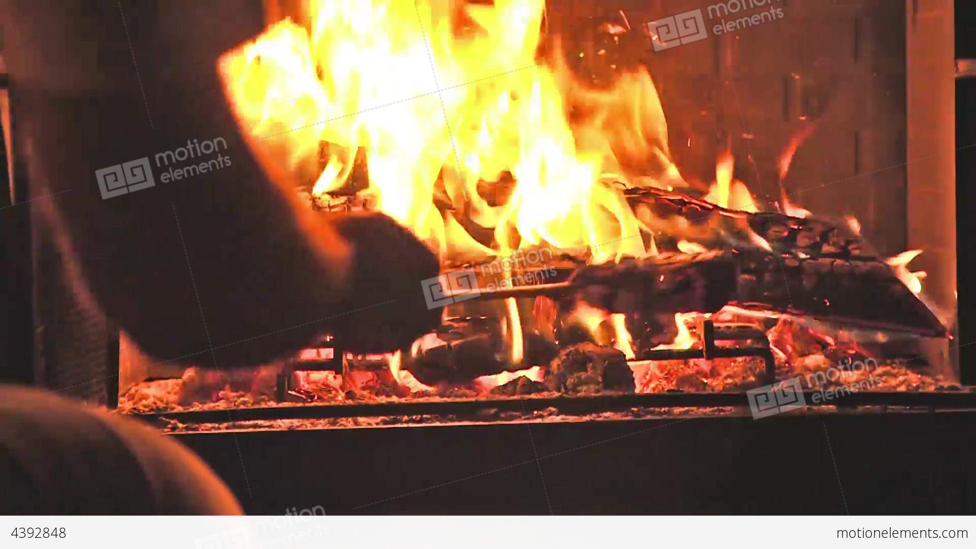 Fire Flames And Burning Wood Logs In Fireplace Stock video footage ...