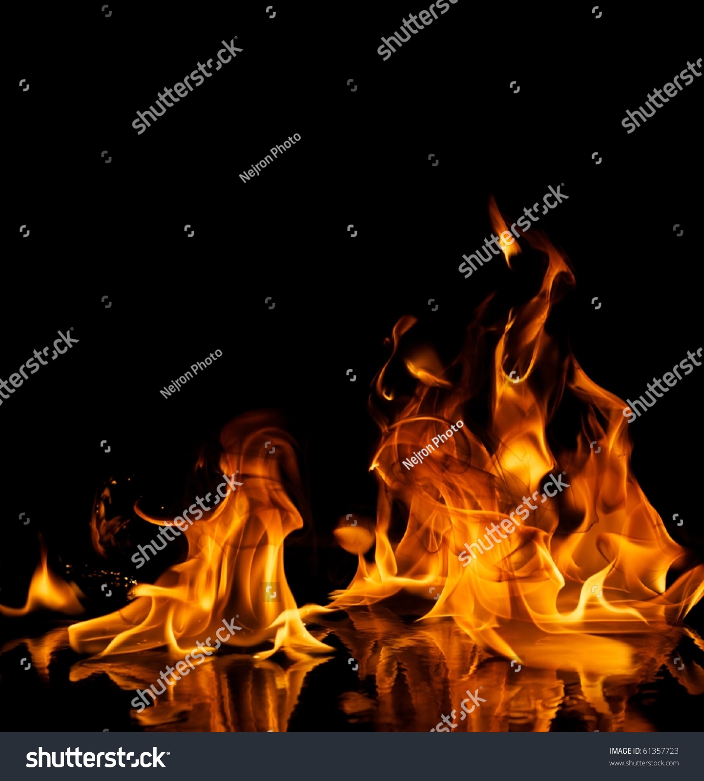 Beautiful Stylish Fire Flames Reflected Water Stock Photo (Edit Now ...