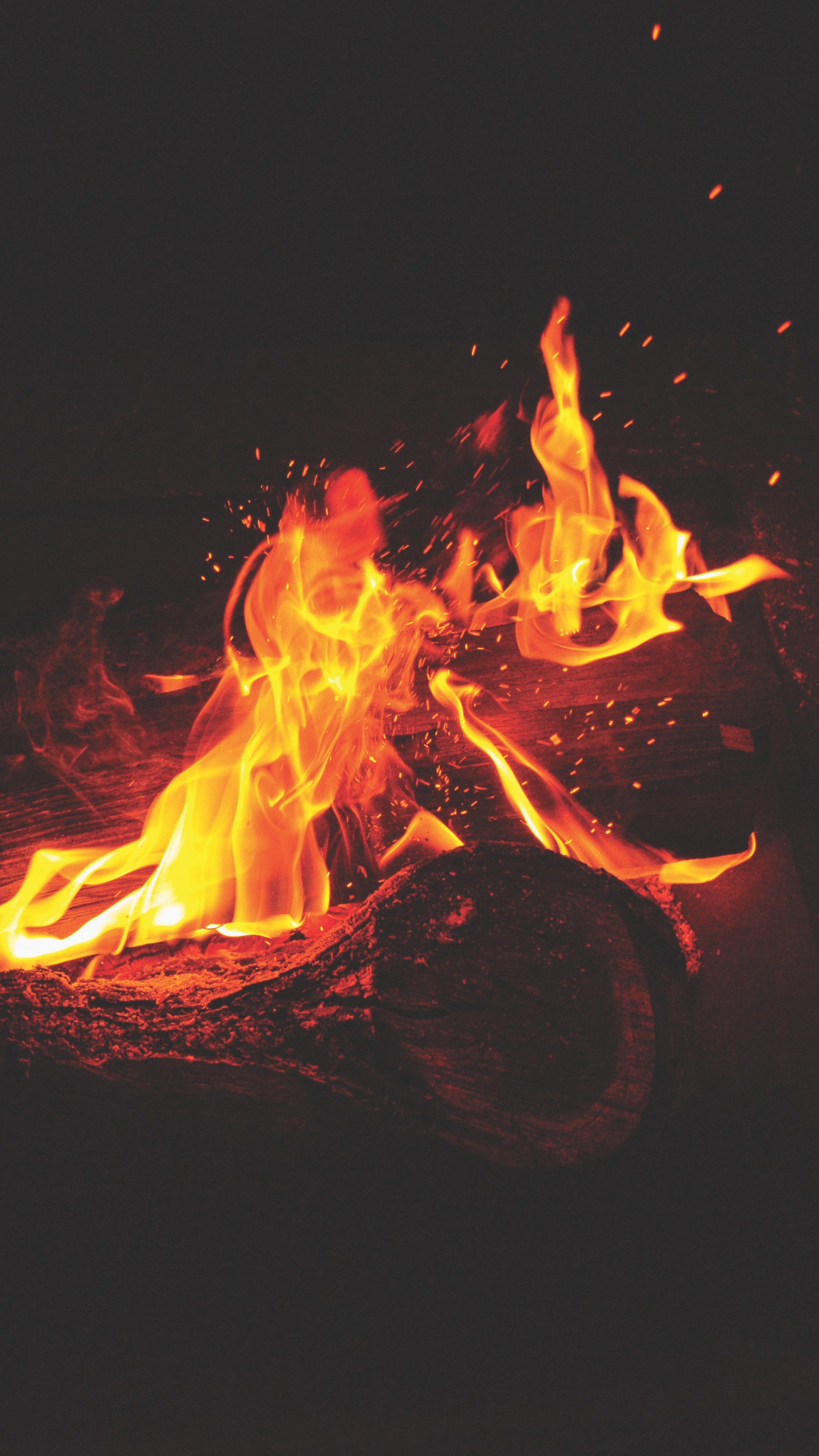 Bonfire Fire Flames Sparks Wallpaper - [2160x3840]