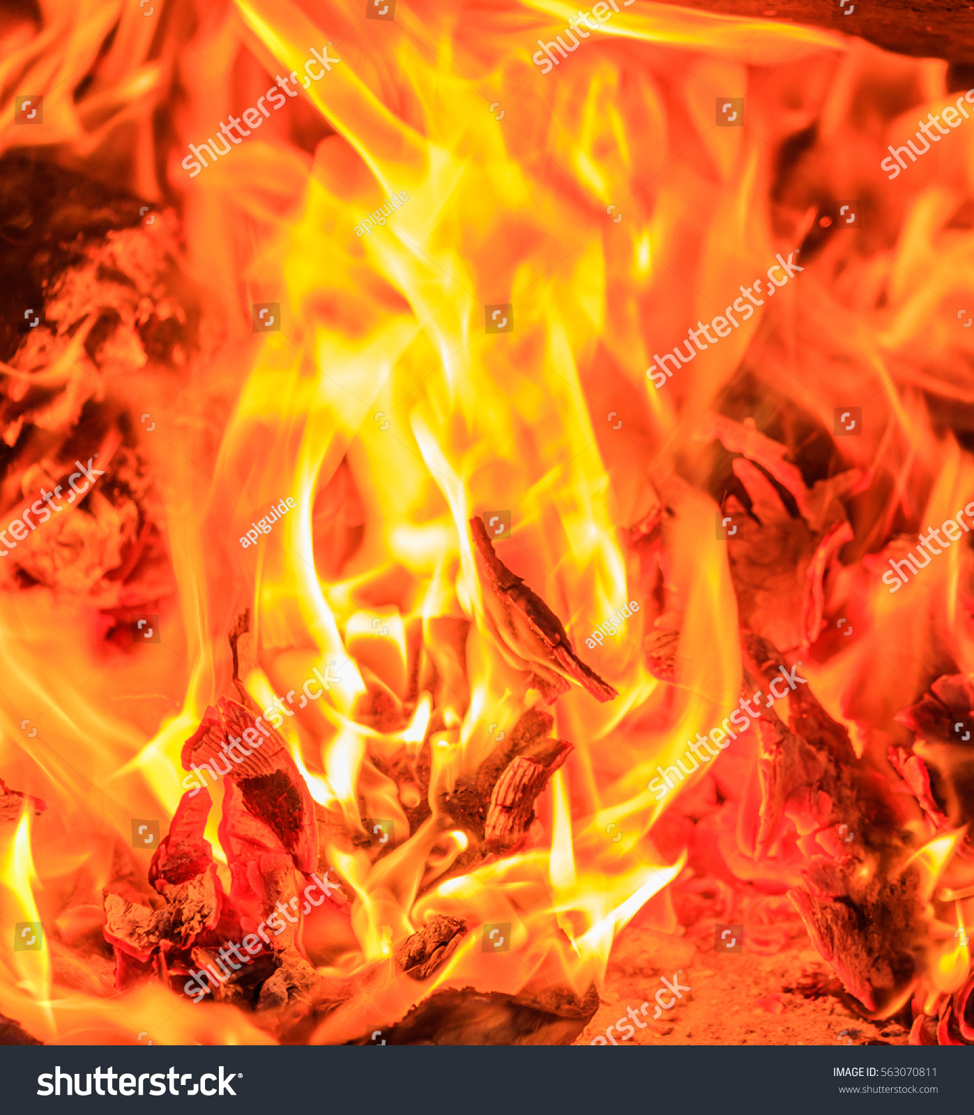 Fire Flames Background Stock Photo (Royalty Free) 563070811 ...