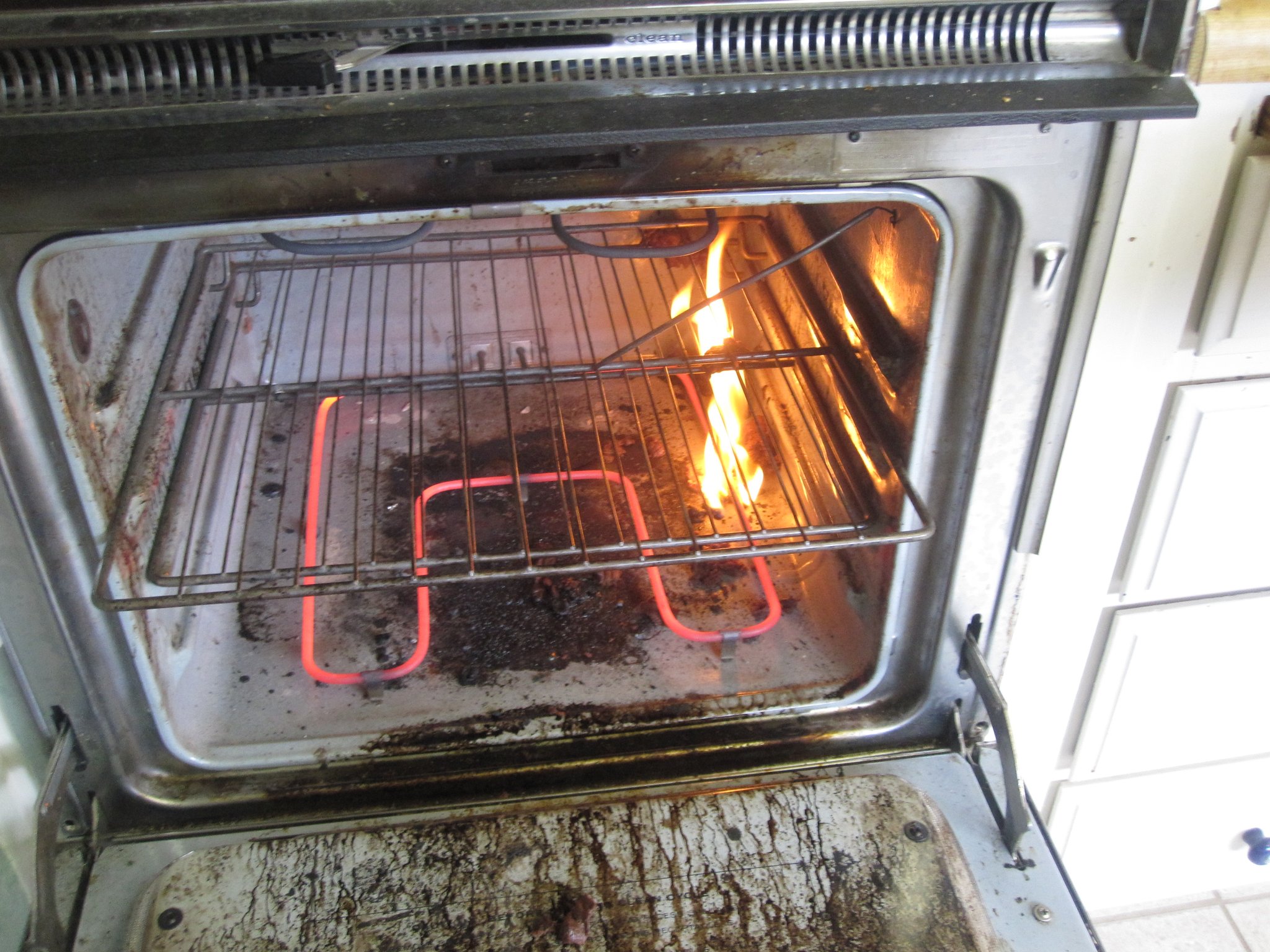 Fire in oven photo