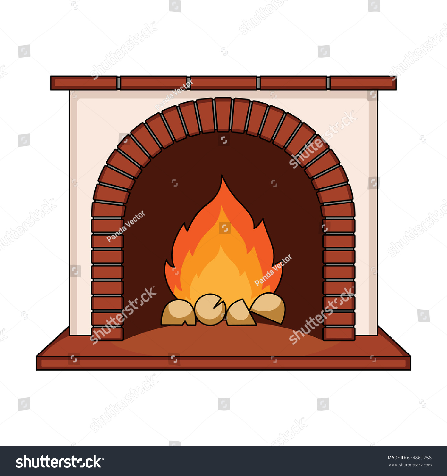 Fire Warmth Comfort Fireplace Single Icon Stock Photo (Photo, Vector ...