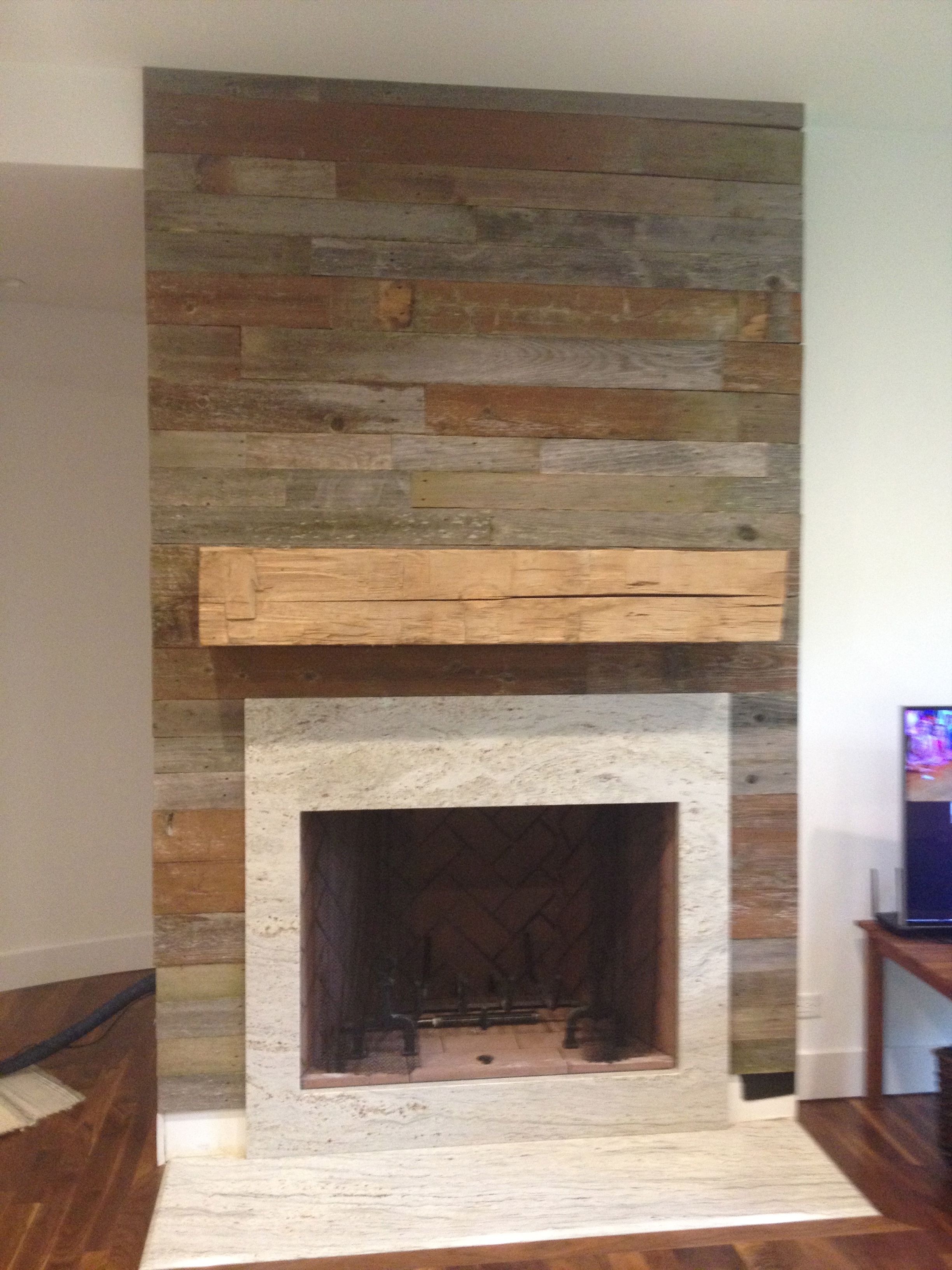 Reclaimed wood fireplace surround and mantel. | Fireplaces ...