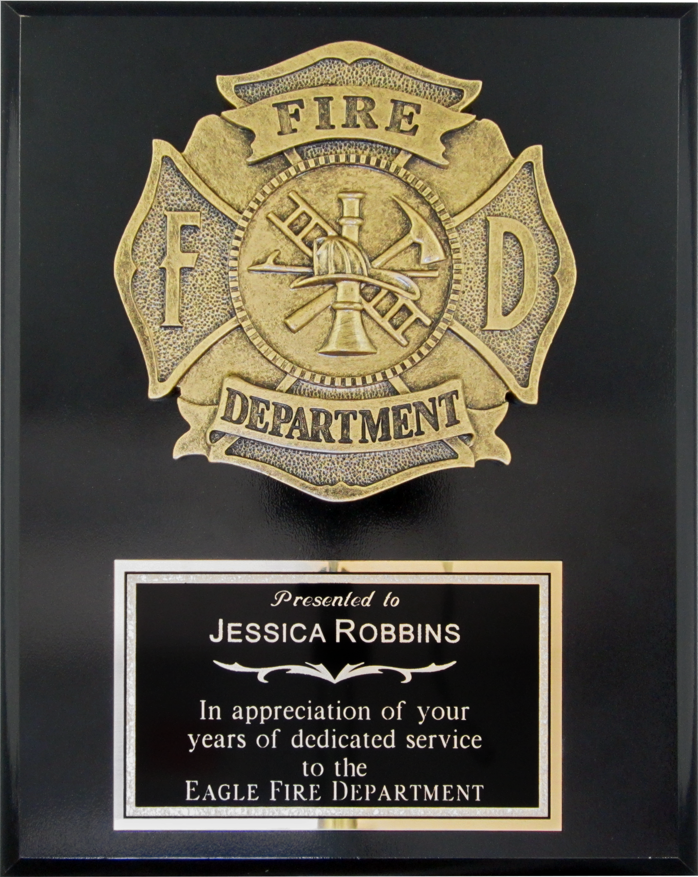 Black Gloss Fire Department Plaque