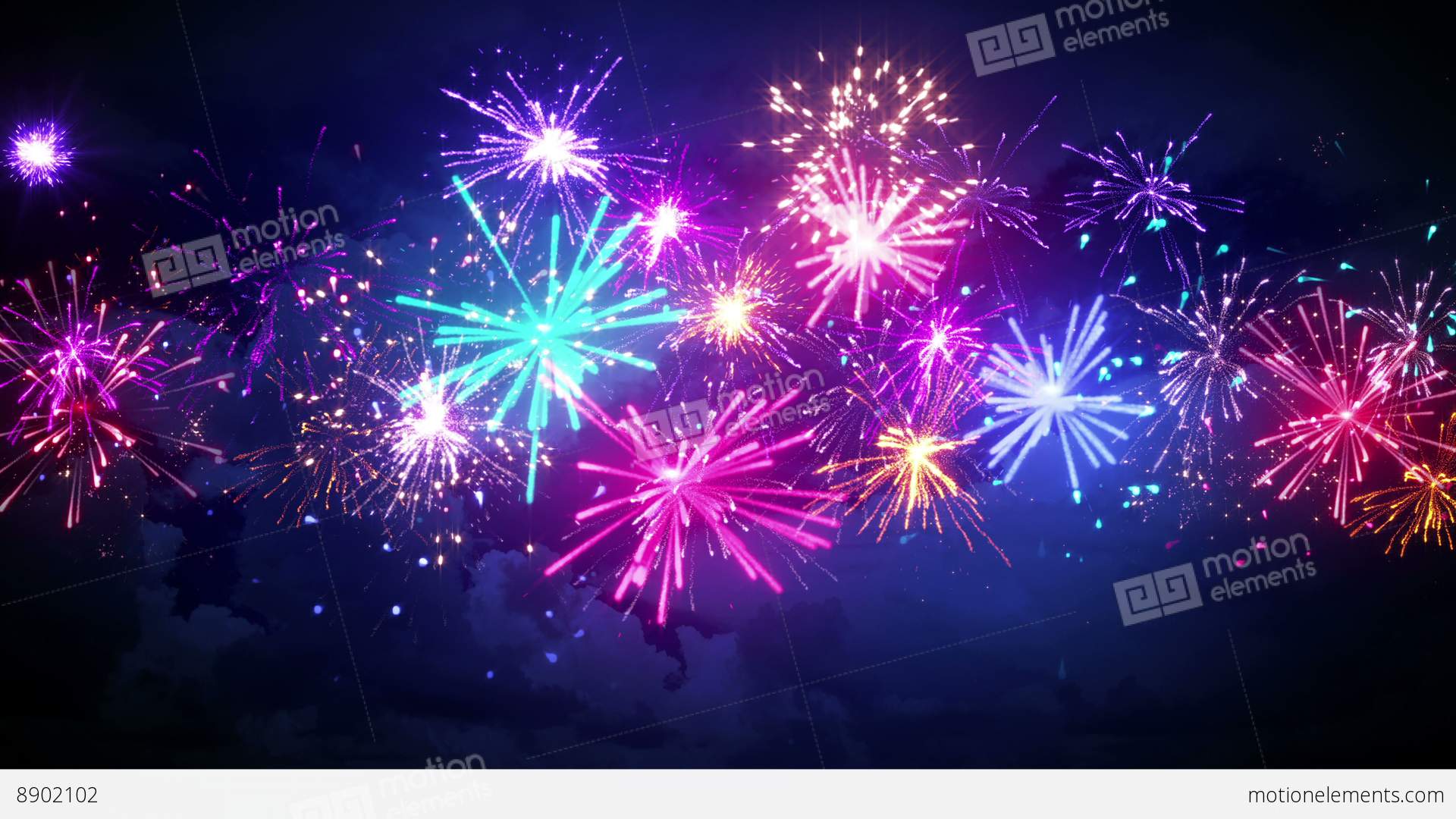 Beautiful Fireworks In Night Sky Seamless Loop Animation 4k ...
